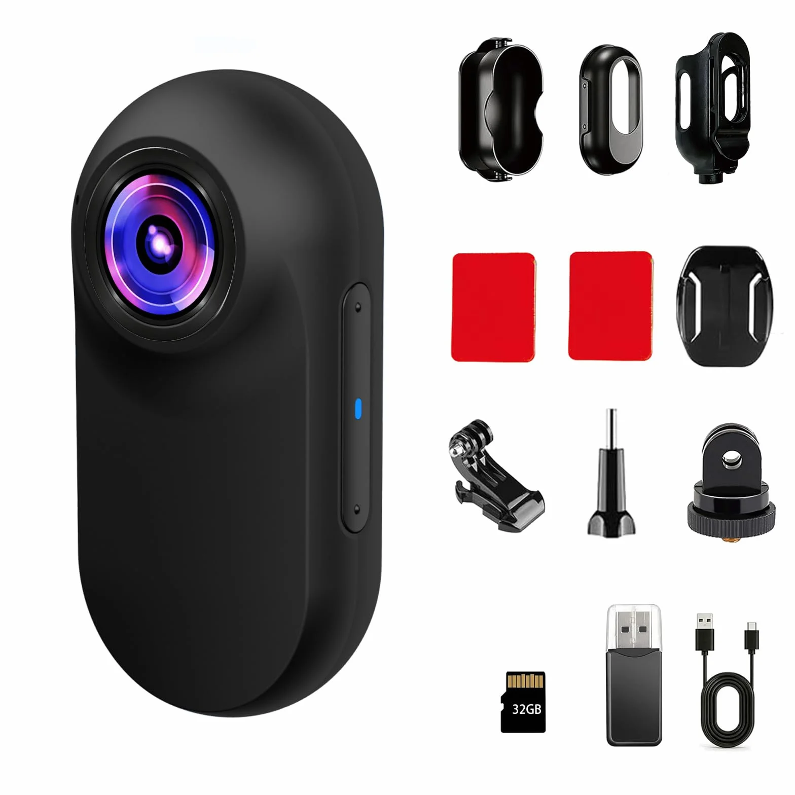 Xilecam Mini Action Cam Inklusive Speicherkarte Speicherkarte Helmkamera Motorrad Bodycam Mini ski Kamera Multifunctional Accessories Body Cam（Schwarz）