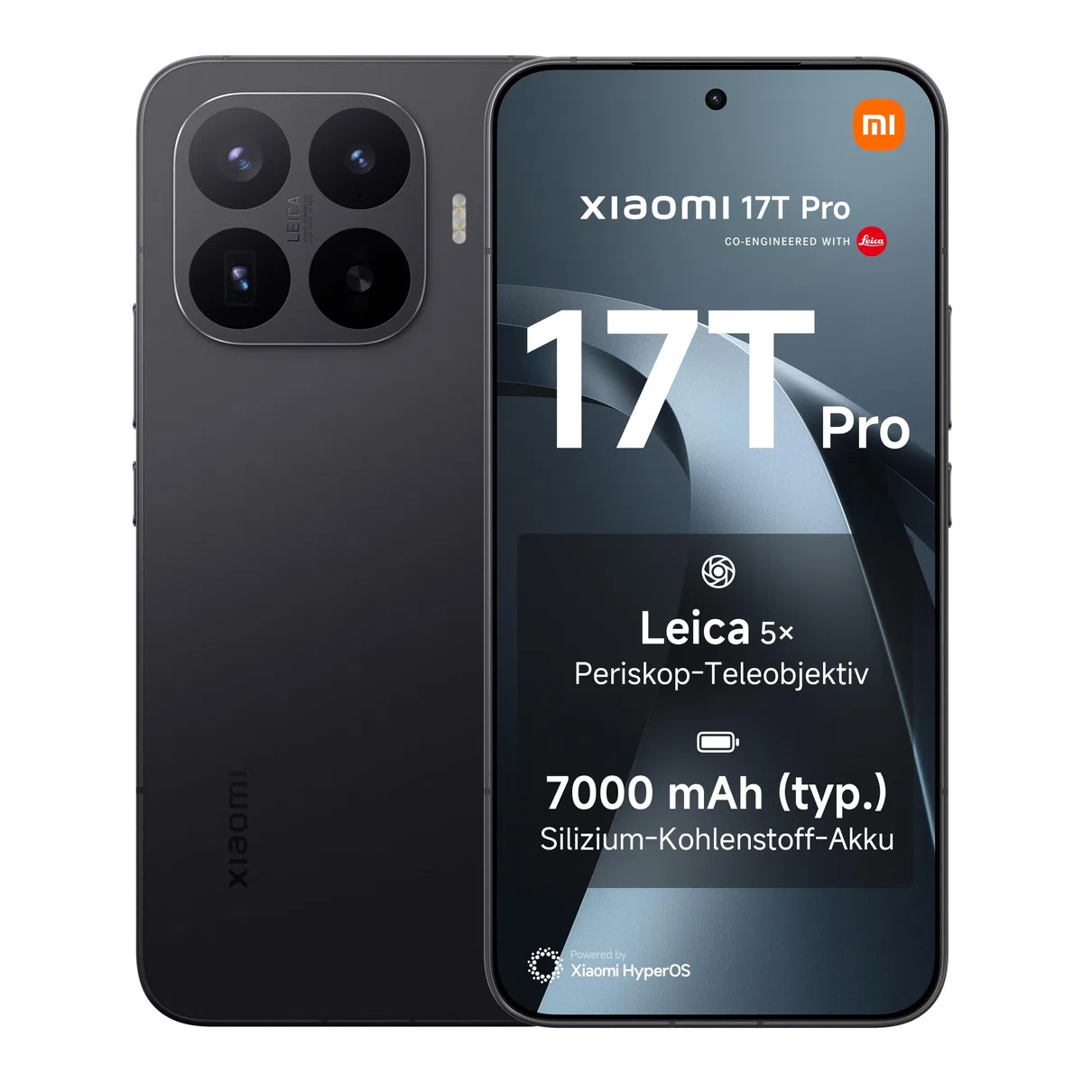 Xiaomi 17T Pro Smartphone 12GB+512GB- Handy mit Android, 6,83 Zoll 144Hz Eye-Care Display, 7000mAh Silizium-Kohlenstoff-Akku, Leica 5x Telekamera, 100W HyperCharge, Schwarz, 3 Jahre Herstellergarantie