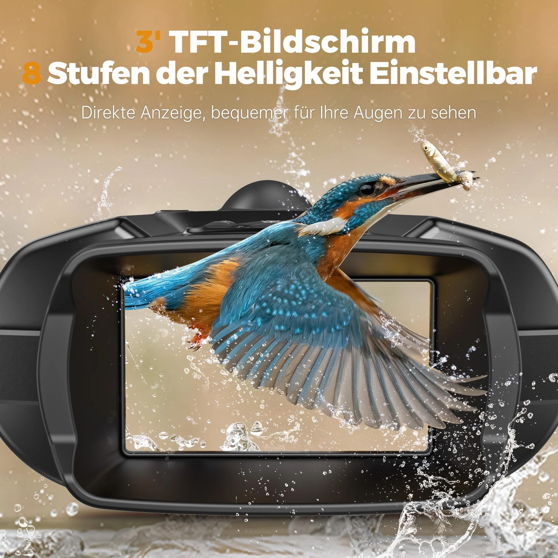 TKWSER Nachtsichtgerät, 4K 5000mAh Wiederaufladbares 3" Nachtsichtgeräte, 600M 8X Digitaler Zoom Infrarot Nachtsicht Fernglas, IP65 Nachtsichtgerät für Jagd Camping Beobachtung w/ 32GB TF Karte
