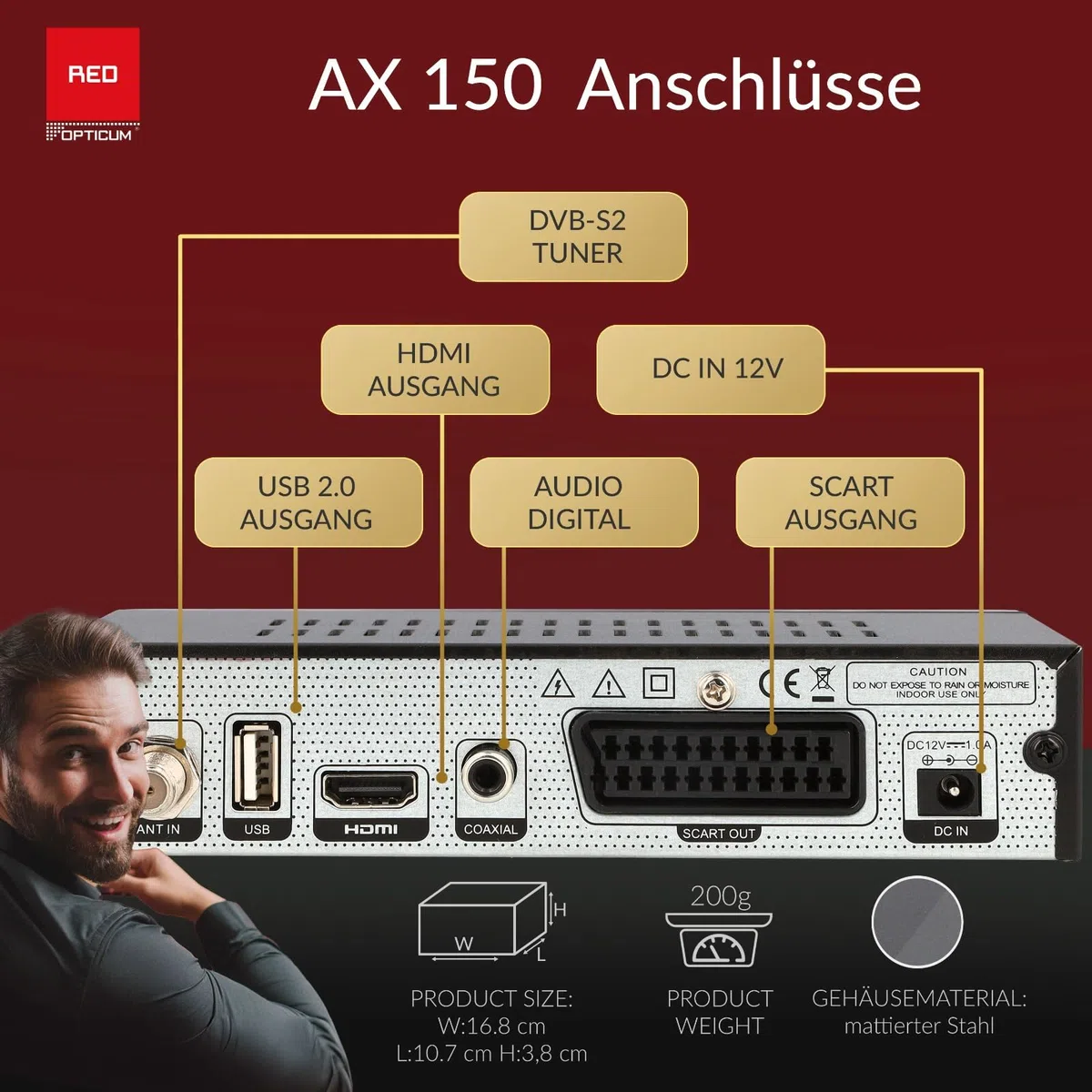 Opticum AX-150 Sat Receiver PVR Ready HD Digital Satelliten Receiver mit HDMI SCART USB