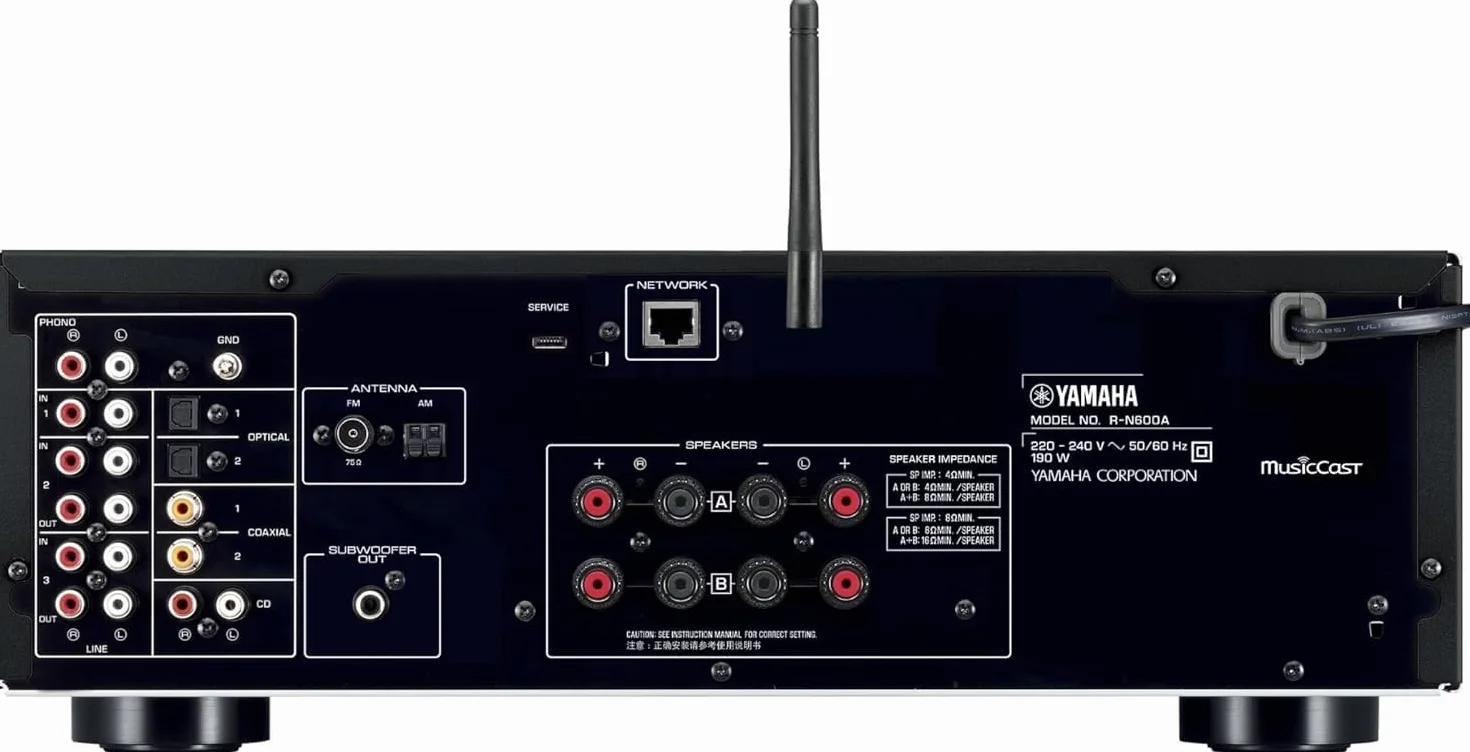 Yamaha R-N600A Network Receiver - schwarz - modernste ToP-Art-Struktur und Pure Direct-Modus - MusicCast - Sabre ES9010K2M 384 kHz, 32-Bit-DAC