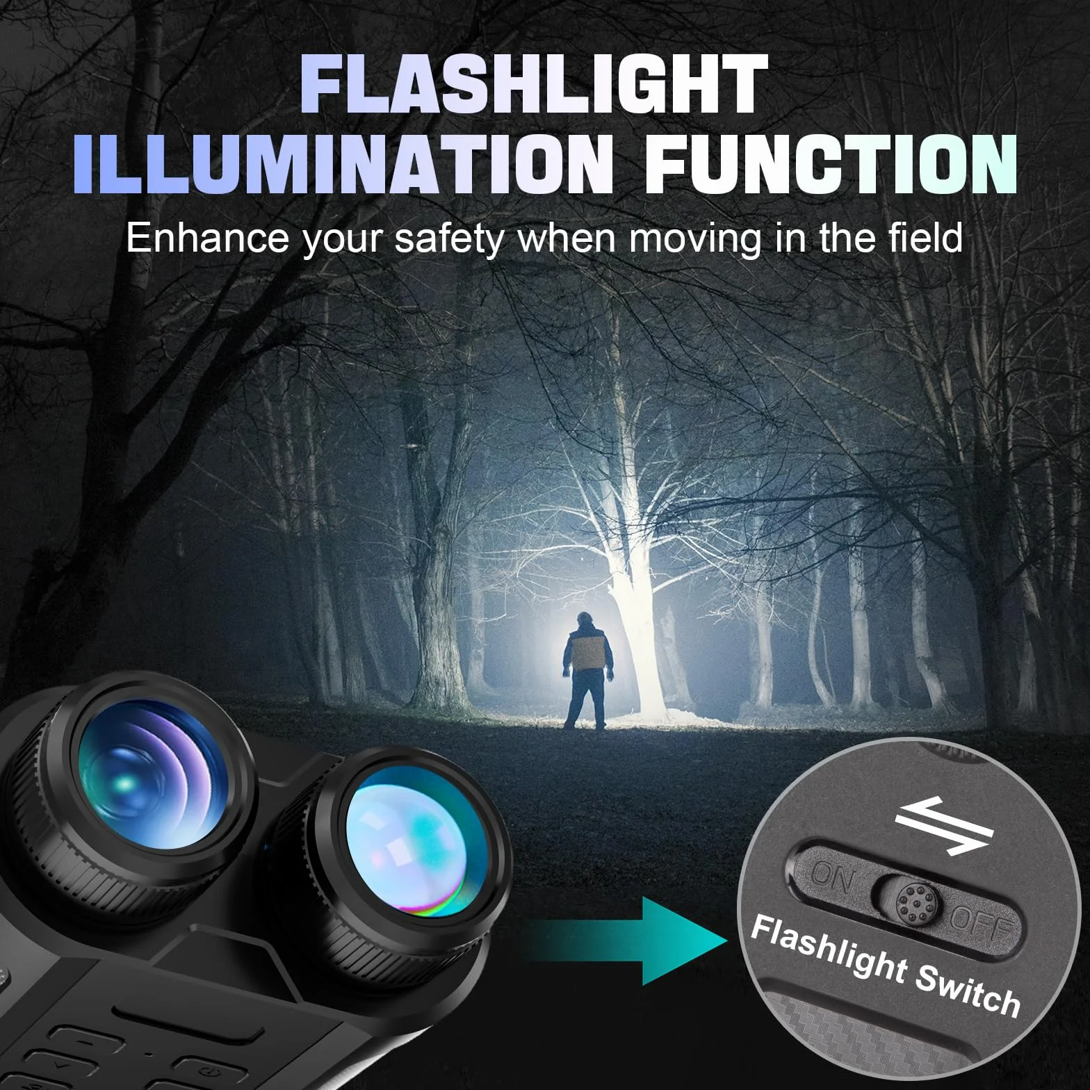 4K 48MP Nachtsichtgerät, 2.4" HD Digital Infrarot Fernglas Nachtsicht mit 7 Stufen Infrarot, 2500mAh Wiederaufladbares, 8X Digitalzoom für Wildtierbeobachtung, Camping
