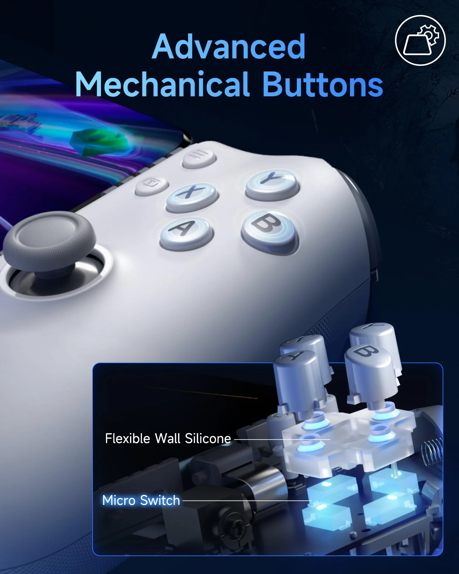 EasySMX M15 Handy Controller für iPhone15 Series mit USB C, Bluetooth, Hall Effekt Trigger & Joystick, mechanische Tasten, Weiß