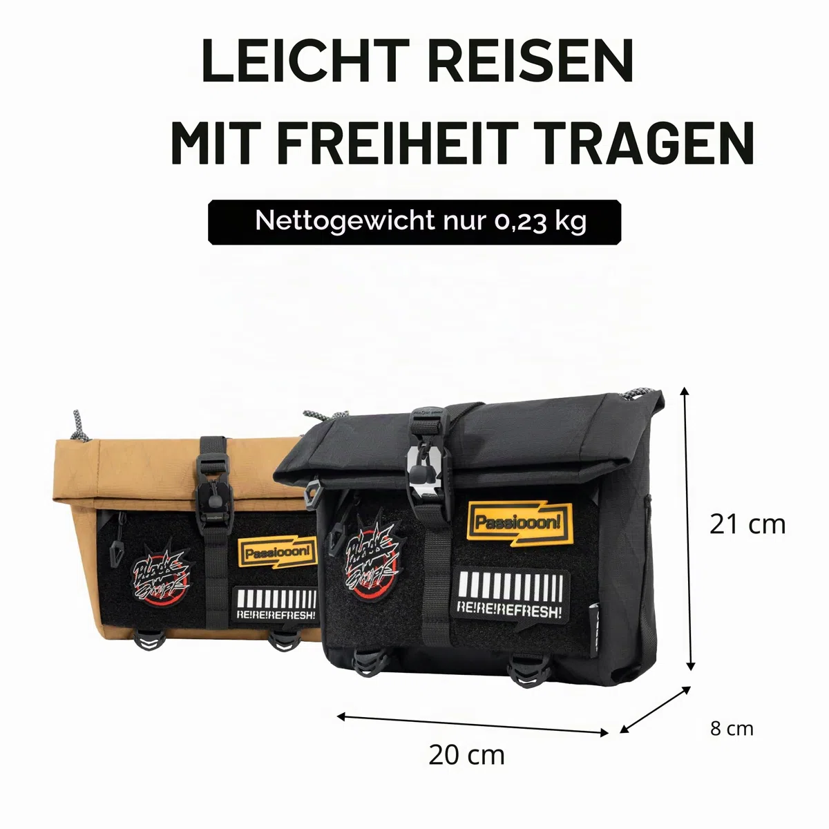 VSGO 3 L Sling Bag für Herren – Wasserfeste Techwear-Brusttasche mit erweiterbarem Kordelzug, versteckter Tasche