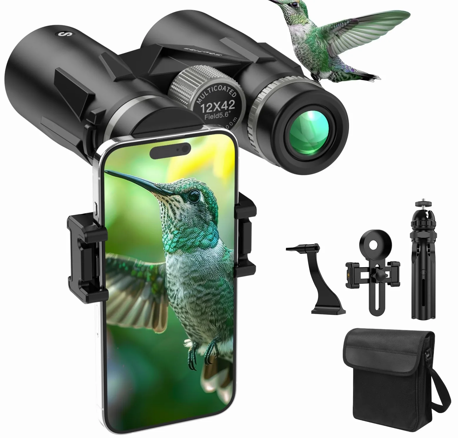 Sogries 12x42 Fernglas Erwachsene BAK4 FMC Prismen Stativ-Set Vogelbeobachtung