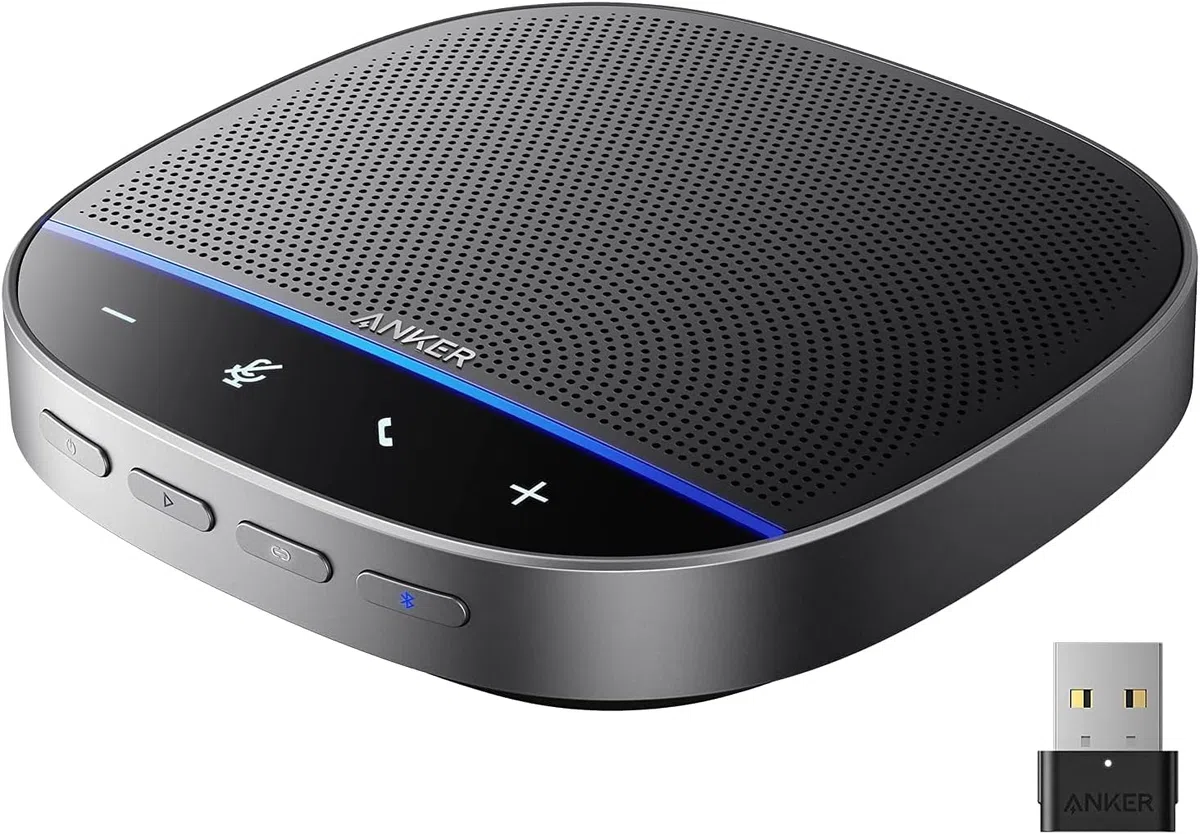 Anker PowerConf S500 Konferenzlautsprecher mit Zoom-Zertifizierung, USB-C & Bluetooth, Lautsprecher für Anrufe, Meetings und Konferenzen, integrierte Mikrofone für intelligente Sprachaufnahmen