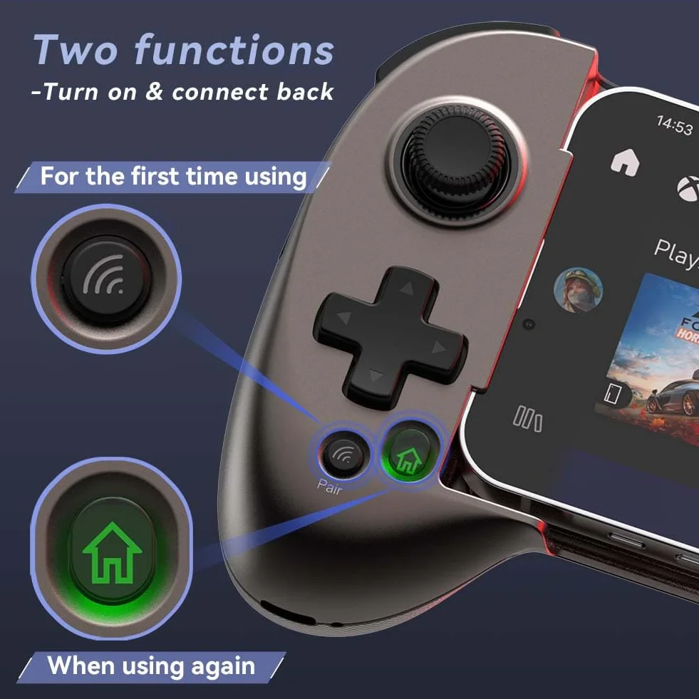 ShanWan Handy Controller für Android iOS iPhone15, Bluetooth Mobile Gaming Gamepad mit Einstellbarem Joystick (Braun)