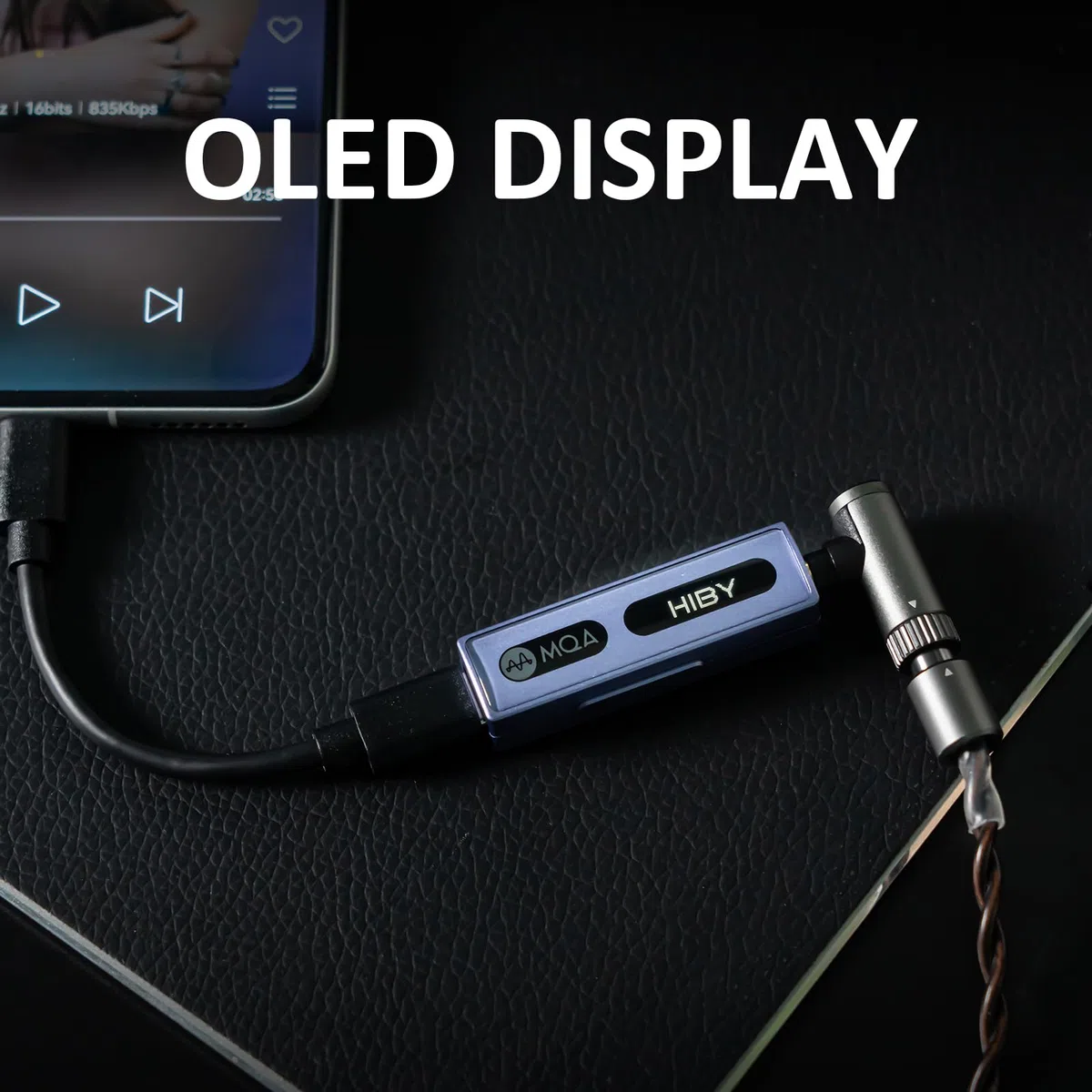HiBy FC3 USB-DAC mit Display, Hi-Res-Audio, 112 mW, PCM DSD MQA, Dongle für iPhone/Mac/Android/Windows, Violett