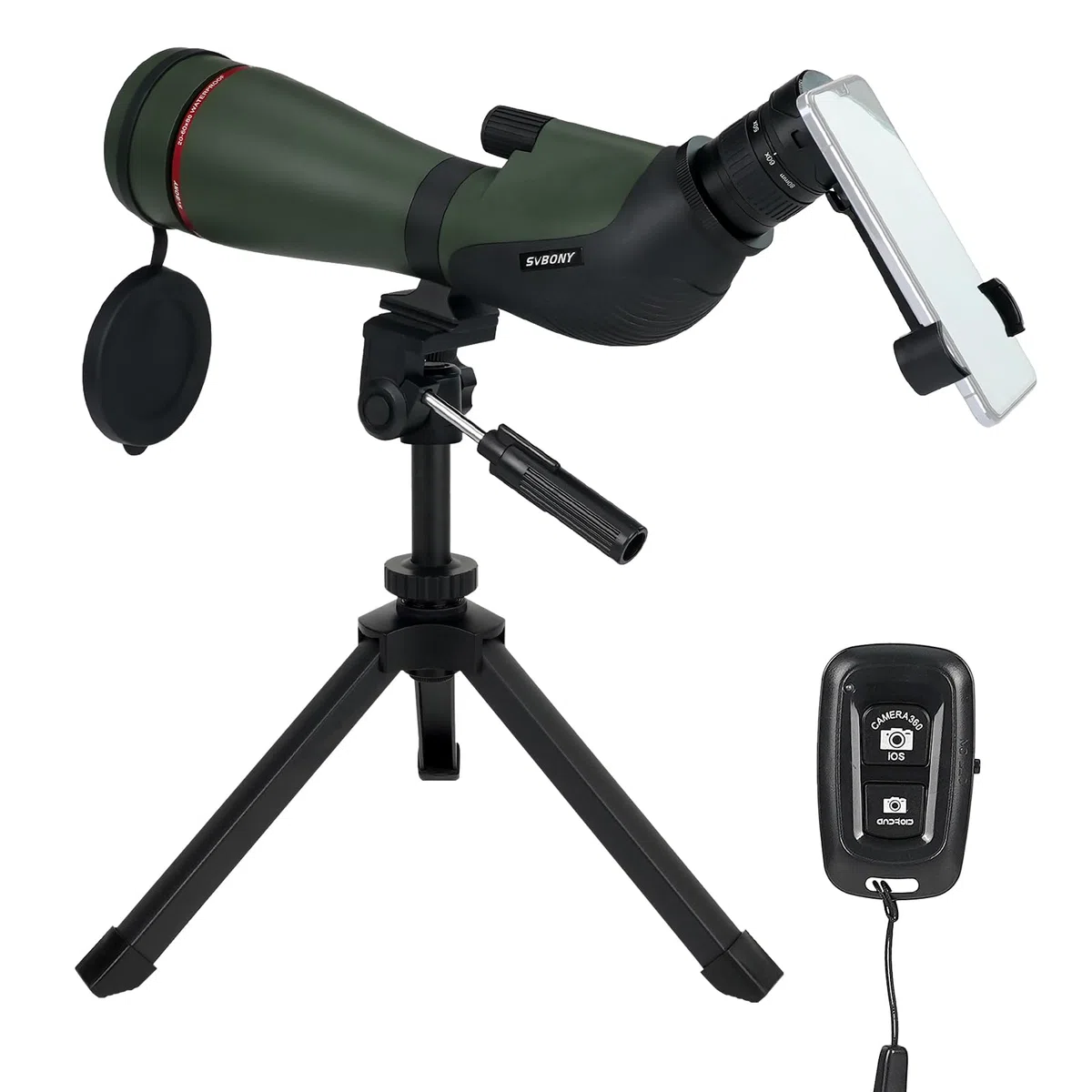 Svbony SA412 Spektiv 20-60x80mm HD FMC Spektiv mit 1,25 Zoll Okular Stativ Telefonadapter Fernbedienung