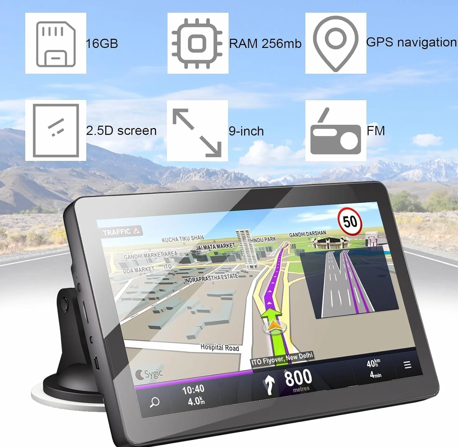 GPS-Navigationsgerät für Auto, 9 Zoll, Schwergewicht, Auto-Navigation mit HD-Touchscreen, multifunktional, Sprachführung 2026, EU-Kartographie installiert, lebenslang, für Auto, LKW, schweres Gewicht