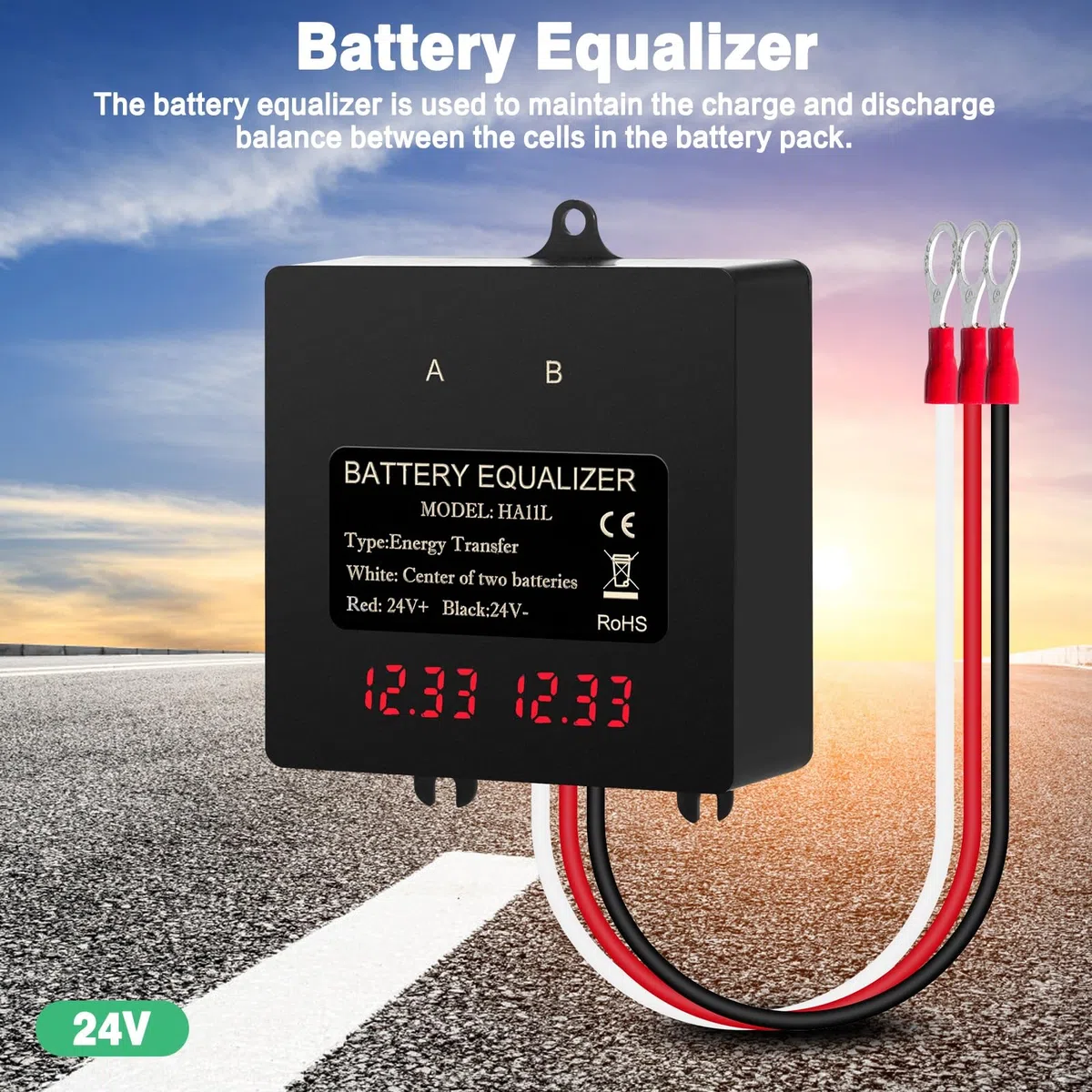 DEWIN Batterie Balancer 24V Digitalanzeige 2x12V Solar System für Blei-Säure-Lithium-Batterie