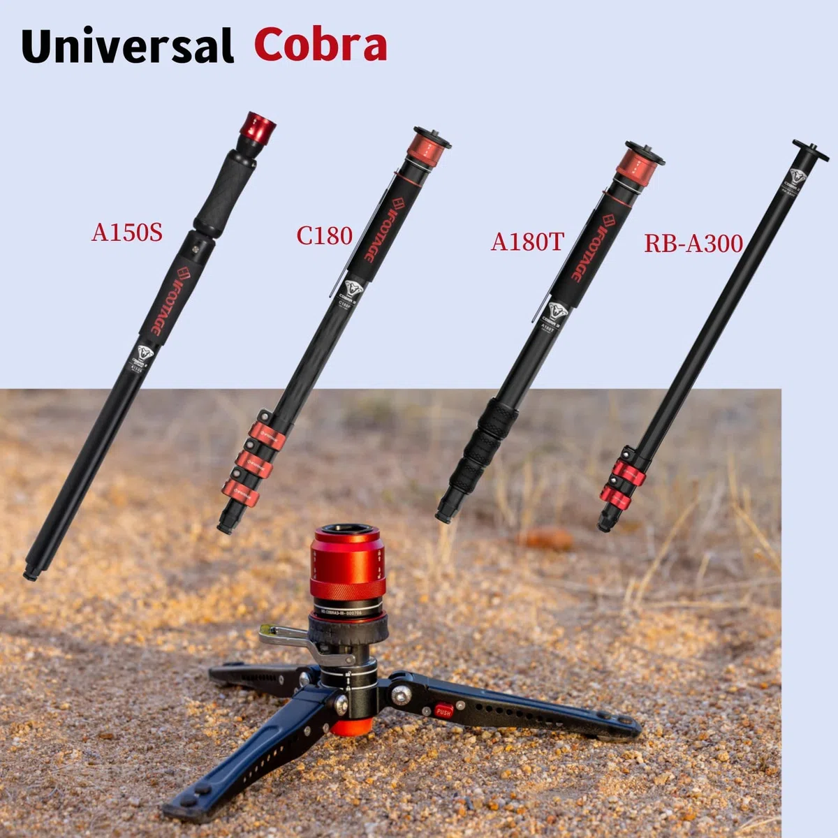 IFOOTAGE Cobra 3 Base-P,Tragbares Mini-Tischstativ für Cobra 2 Einbeinstativ, Innovatives Pedaldesign,Schnellwechselplattform