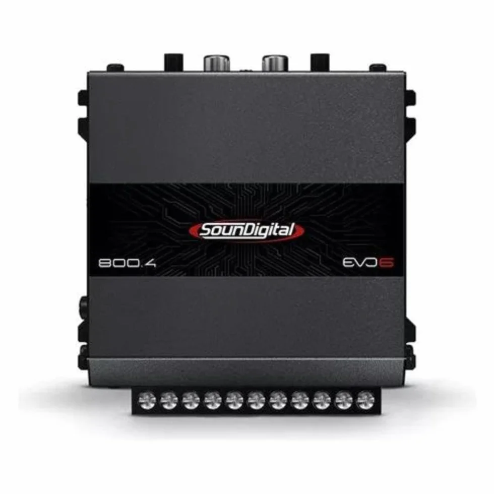 SounDigital 800.4 EVO 6.0 4‑Kanal Auto Verstärker | 800W RMS Endstufe | 4 Ohm | High‑/Low‑Pass Filter | Cinch Eingang | Kompakte Car‑HiFi Endstufe