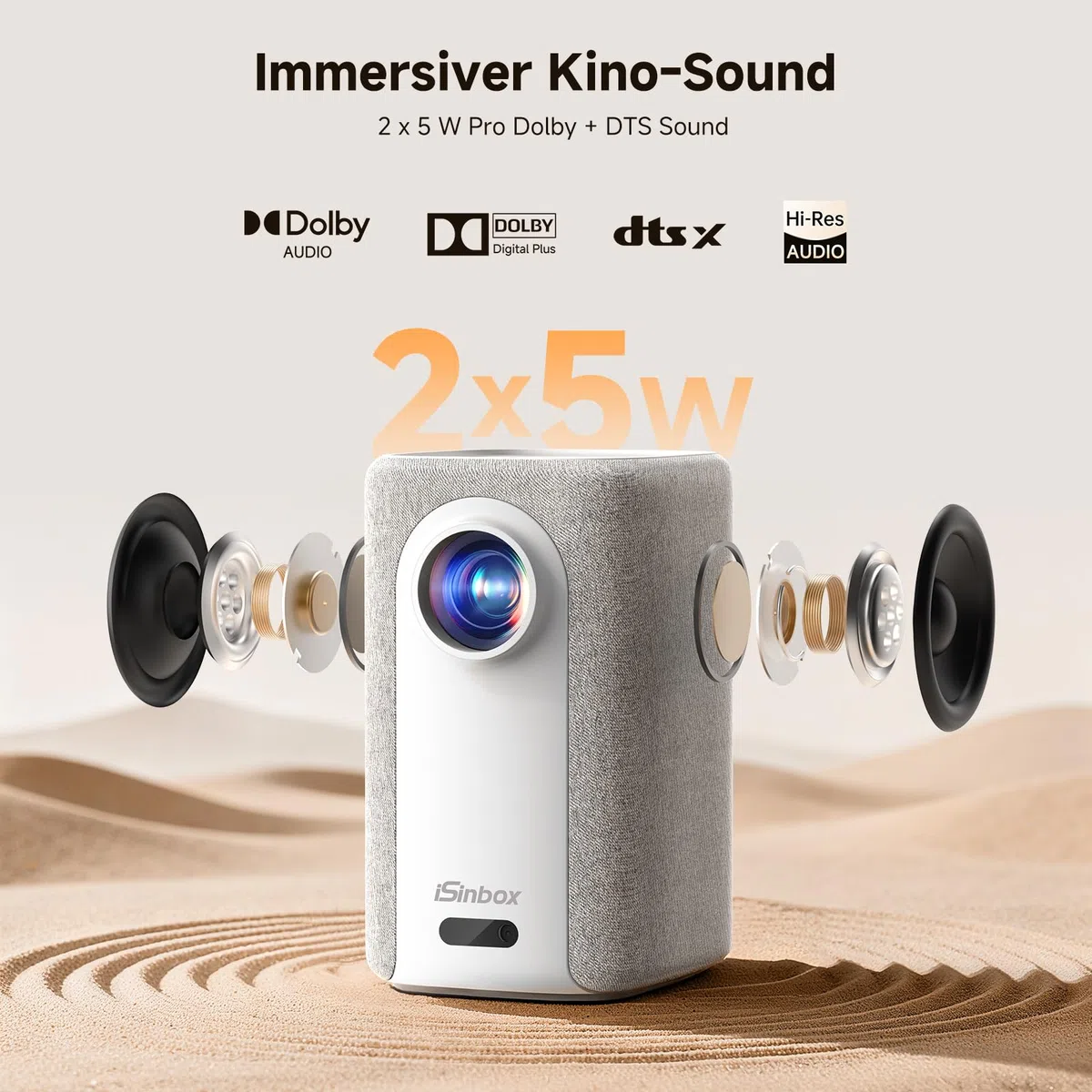 iSinbox 1200ANSI 4K Kurzdistanz Beamer mit Netflix, Dolby Audio, Autofokus & Trapezkorrektur, WiFi 6, Bluetooth 5.4, HDR10+
