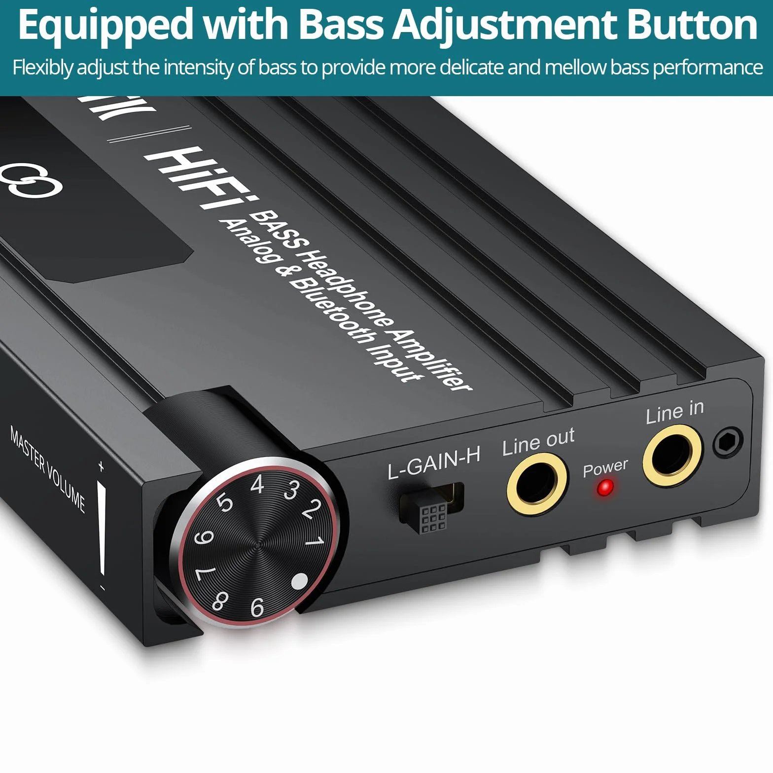HiFi Kopfhörerverstärker Bluetooth Tragbar BASS 3,5-mm zweistufiger Verstärkungsschalter 16-600Ω Wiederaufladbar Audio Verstärker Schwarz