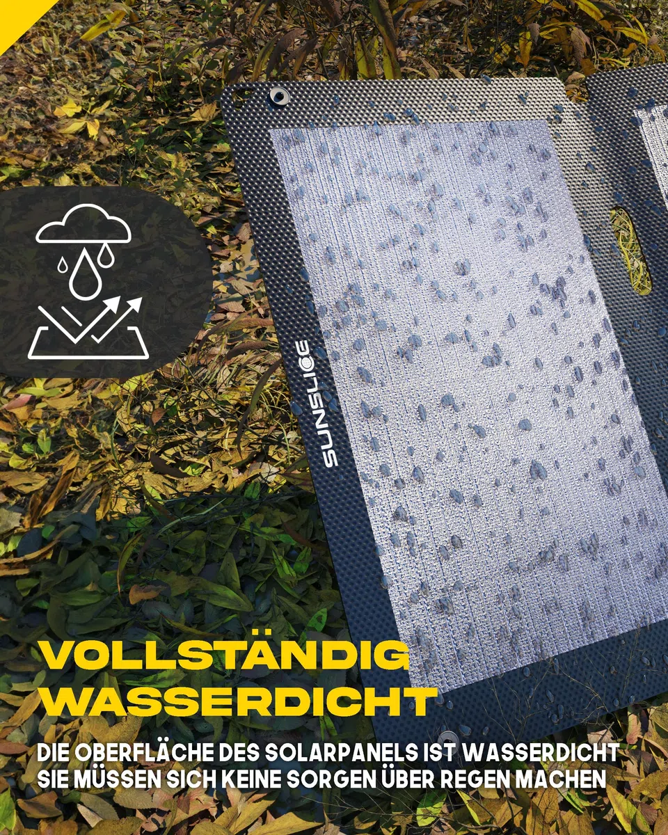 Solar Charger Outdoor, Solarmodul flexibel, Solaranlage Camping, Solar Charger wasserdicht mit leistungsstarker 12W Ladekapazität, 2 x USB Anschluss, Black