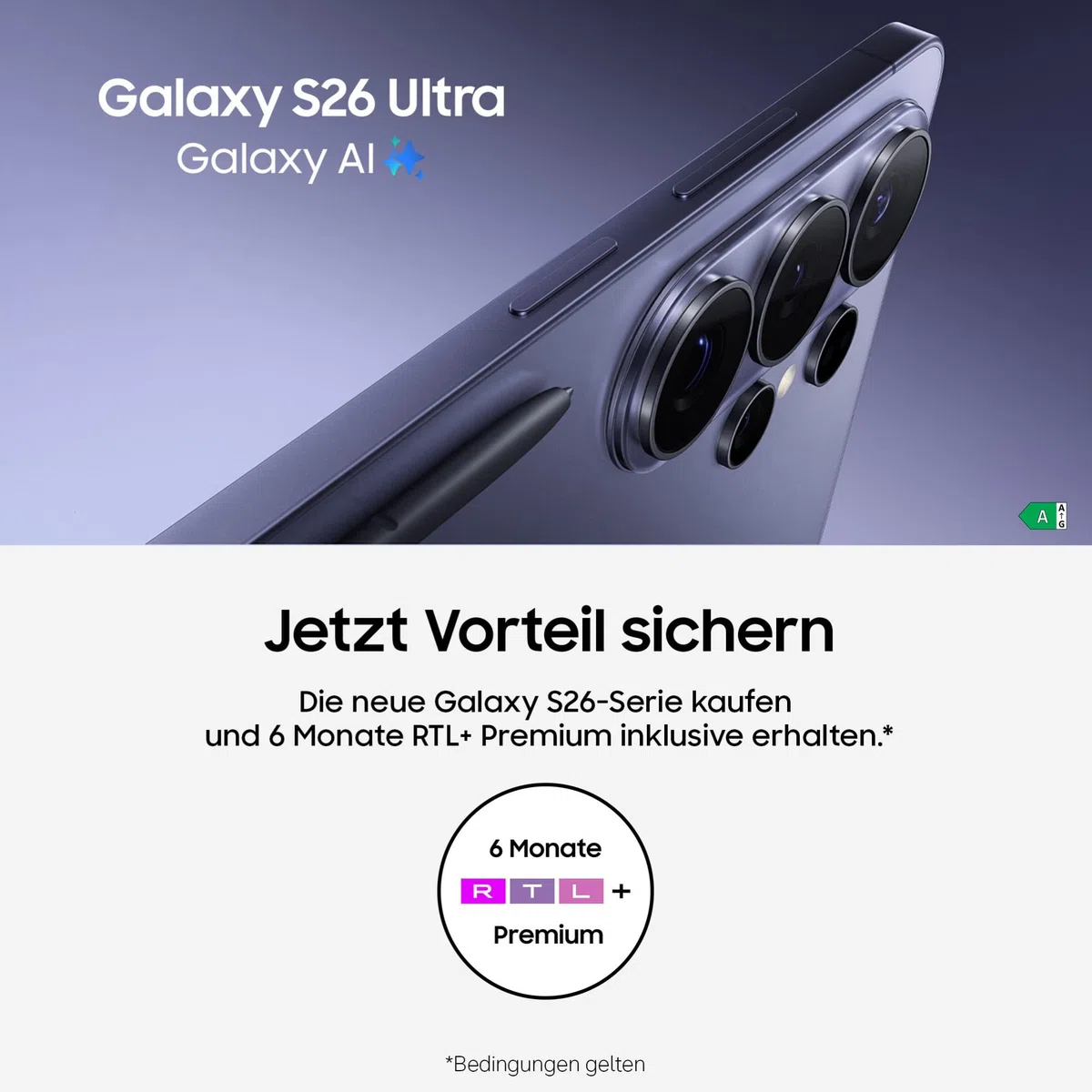 Samsung Galaxy S26 Ultra AI Smartphone, 12 GB RAM, 512 GB Speicher, 200 MP, Cobalt Violet, Android, Privacy Display