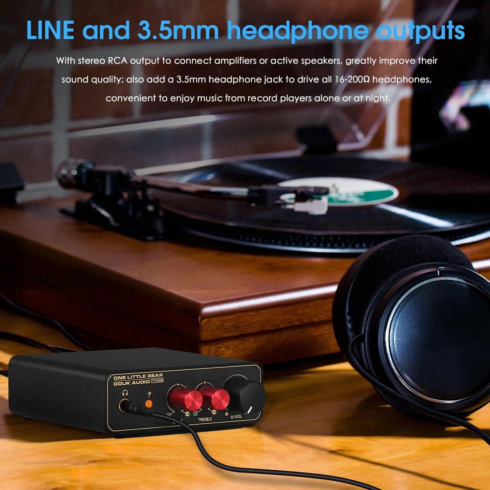 HiFi MM/MC RIAA Plattenspieler Phono-Vorverstärker LP Vinyl Turntable Preamp Mini Kopfhörer-Verstärker (T14-EQ)