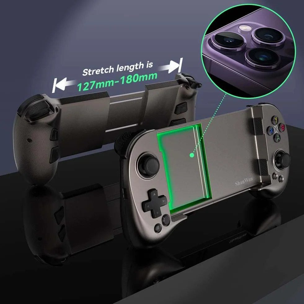 ShanWan Handy Controller für Android iOS iPhone15, Bluetooth Mobile Gaming Gamepad mit Einstellbarem Joystick (Braun)