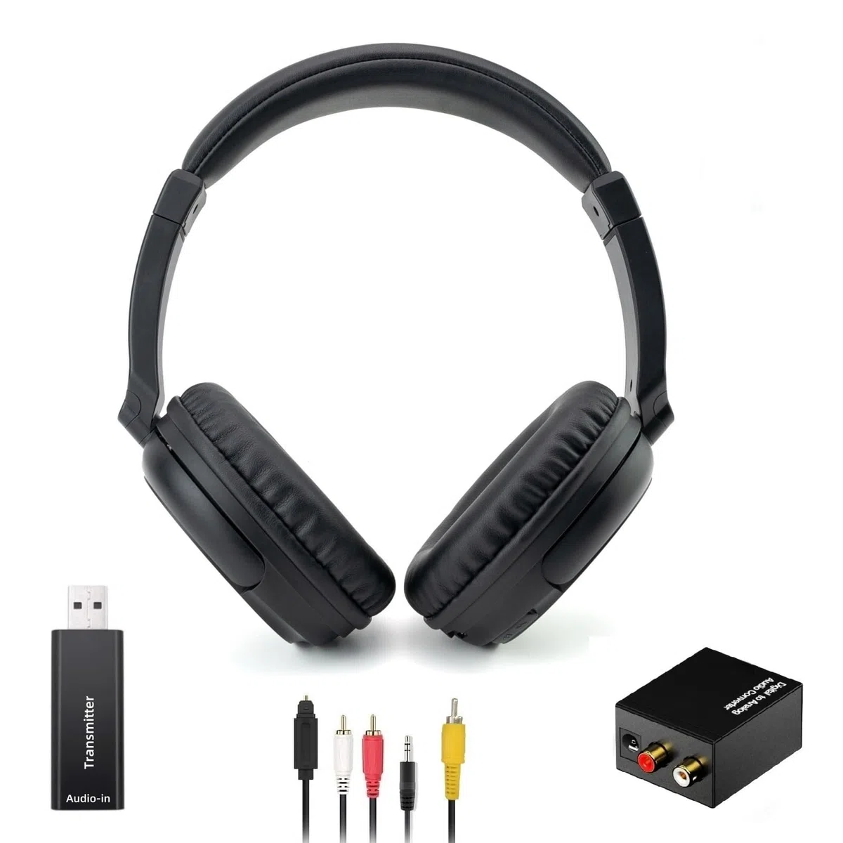 Kabelloses TV-Kopfhörer mit Bluetooth 5.3, 30h Akku, einziehbarer Kopfbügel, USB Transmitter