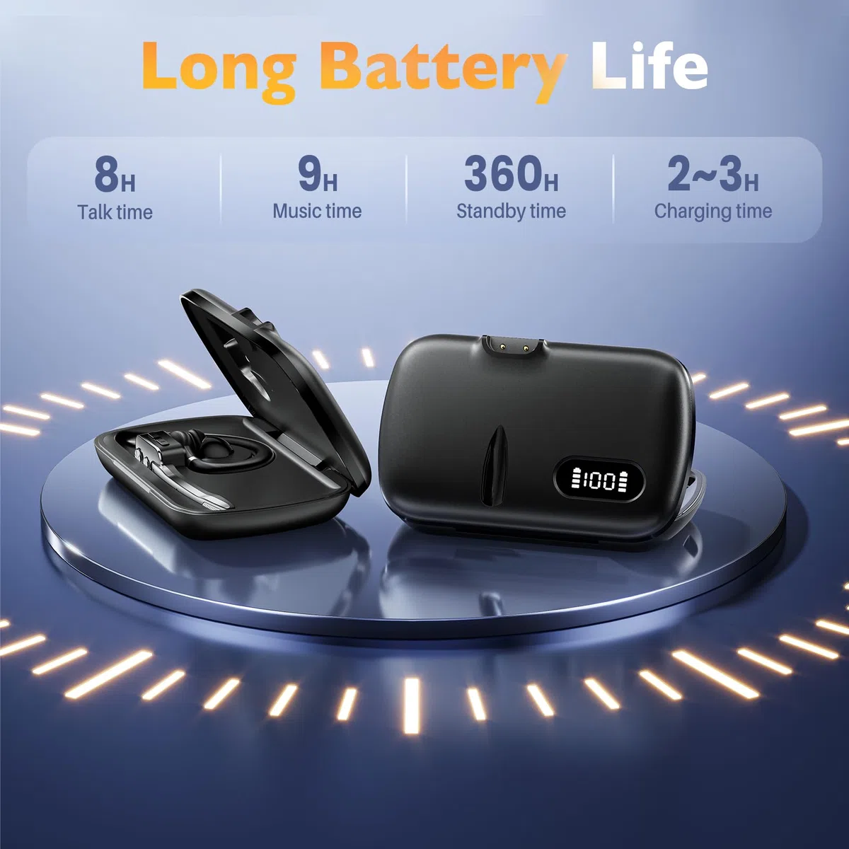 Bluetooth Headset V5.3 Wireless Freisprech Headset mit Dual Mic & Mute Funktion, 24h Spielzeit In Ear Kopfhörer für iOS Android