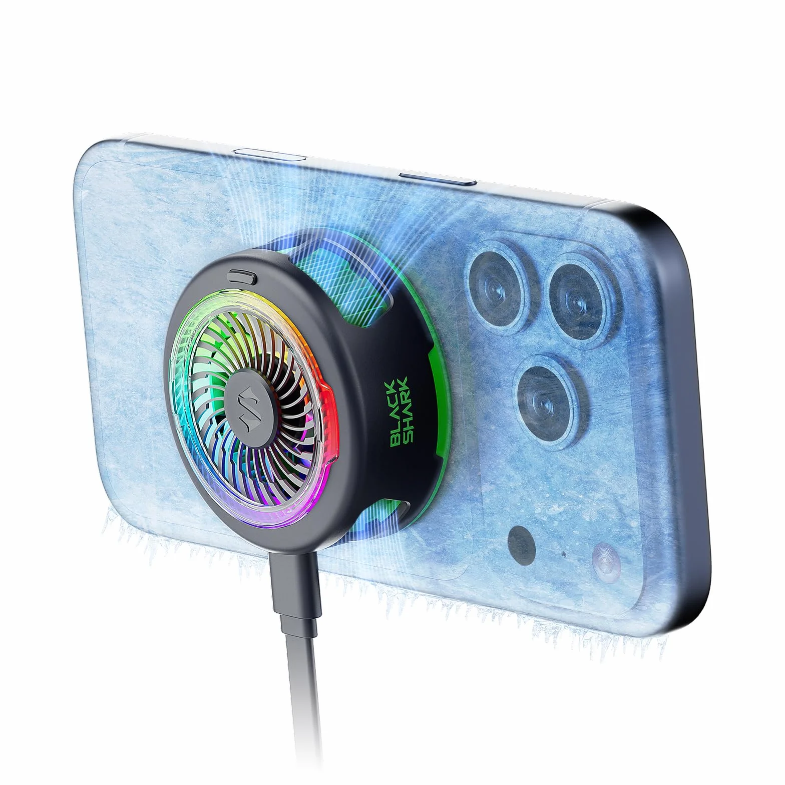 Black Shark FunCooler 6 Magnetic Phone Cooler für Gaming, Tragbarer Handy Kühler mit RGB-Beleuchtung, Magnetischer Kühlventilator für iPhone, iPad (Schwarz)