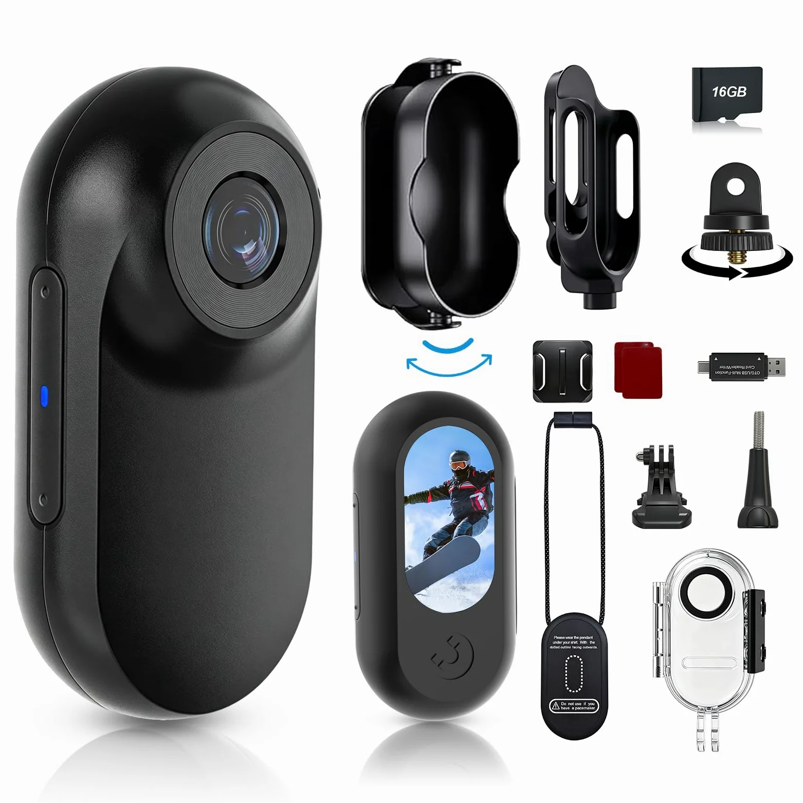 Bodycam 1080P Mini Action Cam 20M Wasserdicht mit Schutzhülle, 26g Ultraleicht Unterwasserkamera, Helmkamera Motorrad POV Kamera für Fahrrad, Ski, Outdoor Abenteuer & Geschenk für Damen und Herren