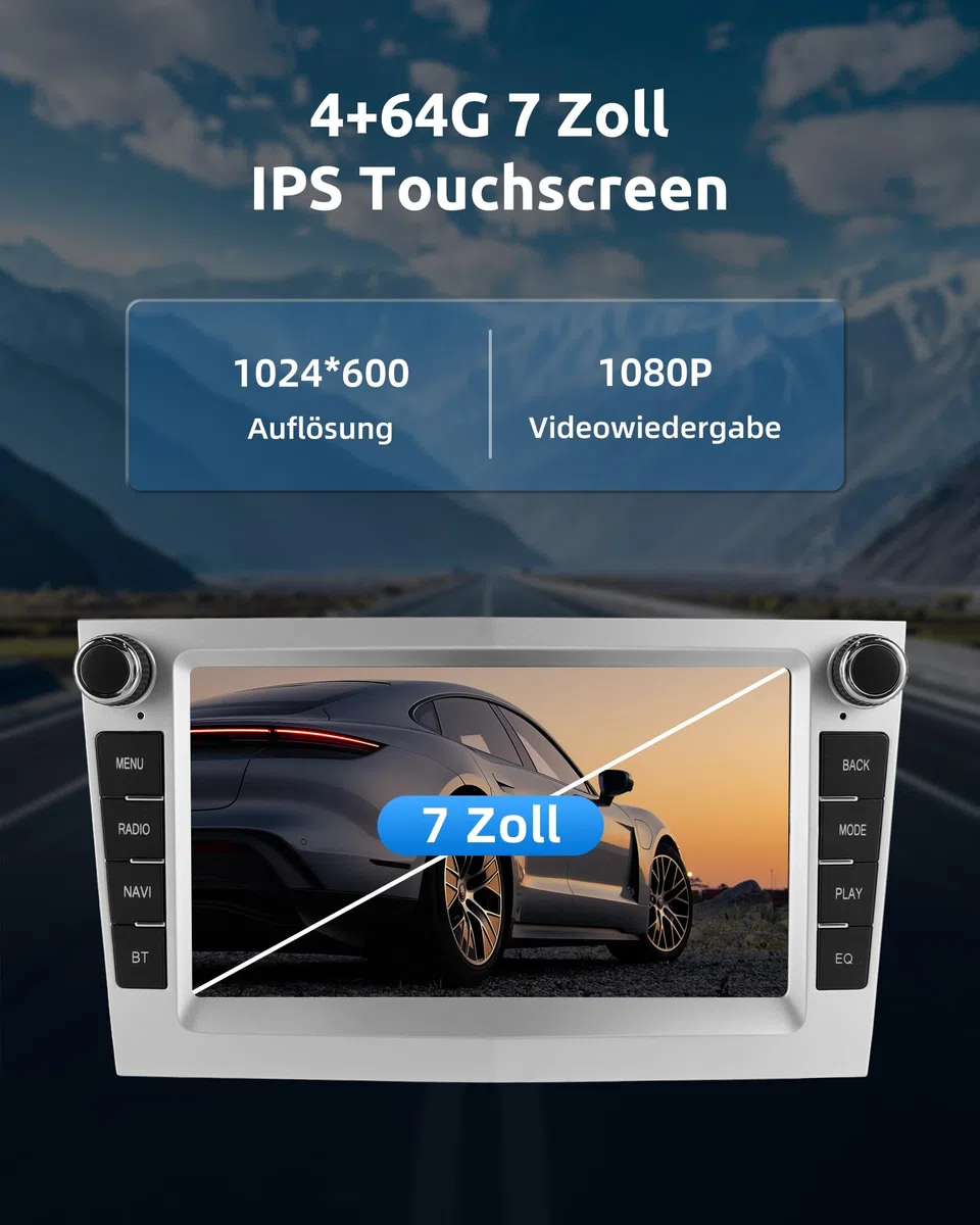 ESSGOO 4+64G Wireless Carplay und Android Auto Autoradio Für Vauxhall Opel Corsa C/D Zafira B Astra G/H Meriva Signum Combo, 7 Zoll Touchscreen Radio mit Bluetooth FM RDS GPS WiFi Silber