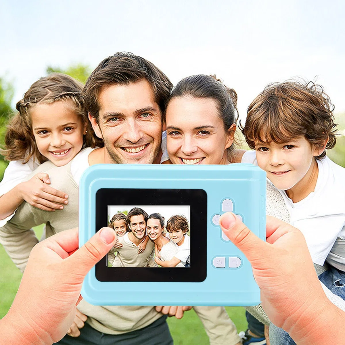 Sofortbildkamera, 48MP 1080P HD Sofortdruck Digitalkamera mit 2,4 Zoll Bildschirm, Tragbare Reisekameras, Thermodruck mit Druckpapier für Selfies (Blue)