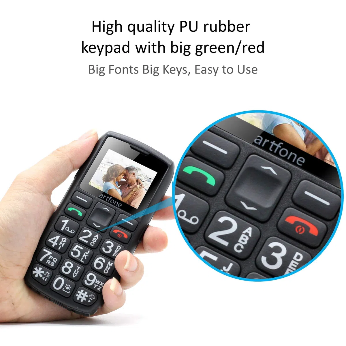 artfone C1+ Seniorenhandy ohne Vertrag | Nano SIM mit Notruftaste | Lange Standby-Zeit | Großtastenhandy mit Ladestation | Mobile Rentner Handy | 1800 mAh Akku
