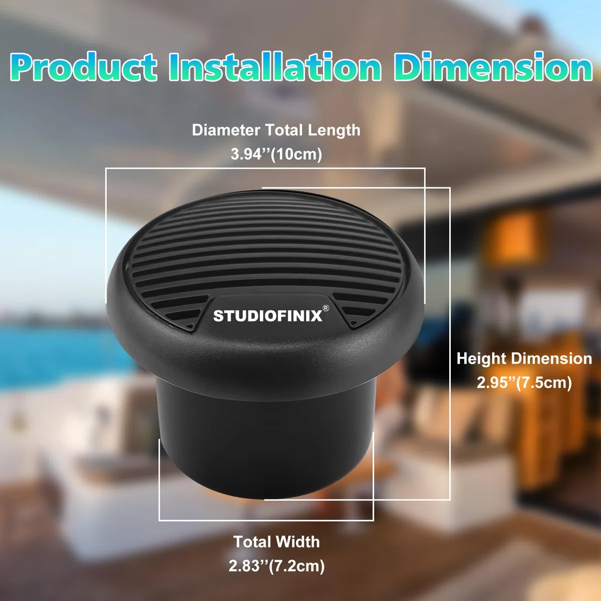 STUDIOFINIX 3"-Marine-Bluetooth-Lautsprecher für Boot, Motorrad, Whirlpool, SPA – 140W wasserdicht (Schwarz)