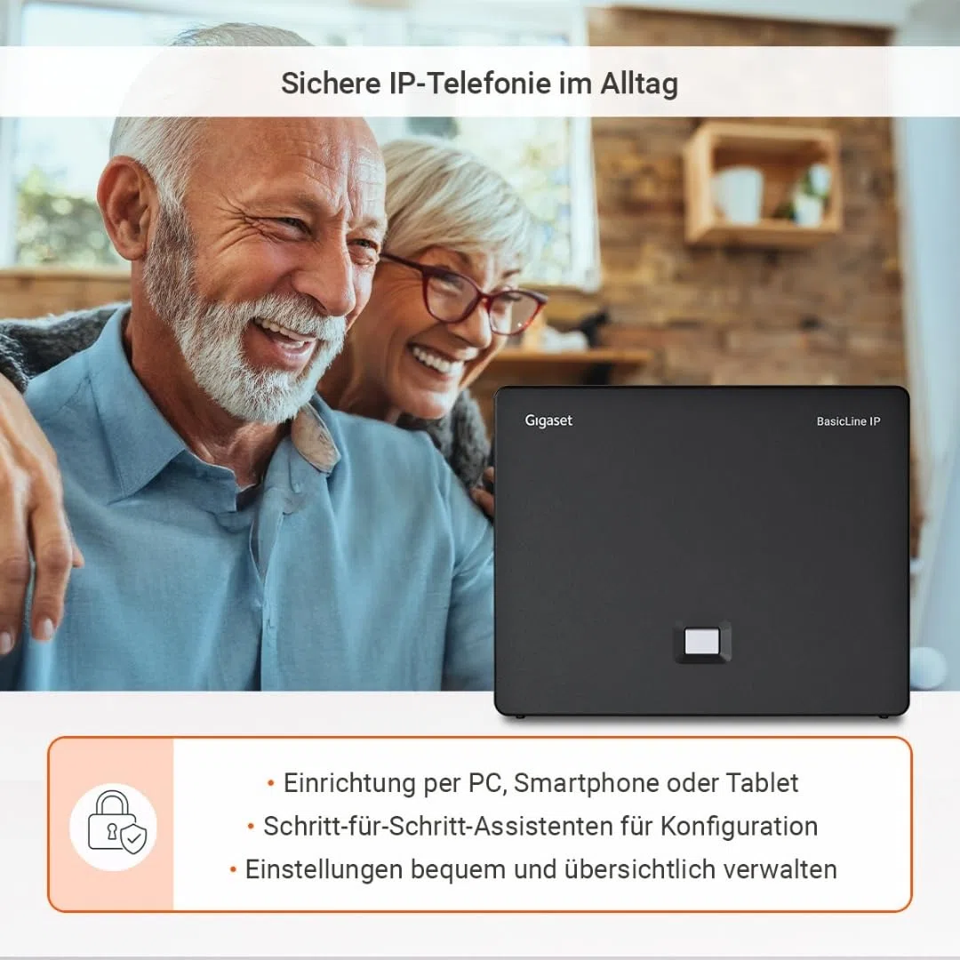 BasicLine IP – die Basisstation für Internet-Telefonie, telefonieren auch ohne Festnetzanschluss, kompatibel mit HX-Mobilteilen, Made in Germany, schwarz [Kompatibel in DE, IT, FR, NL, BE, ES, Che]