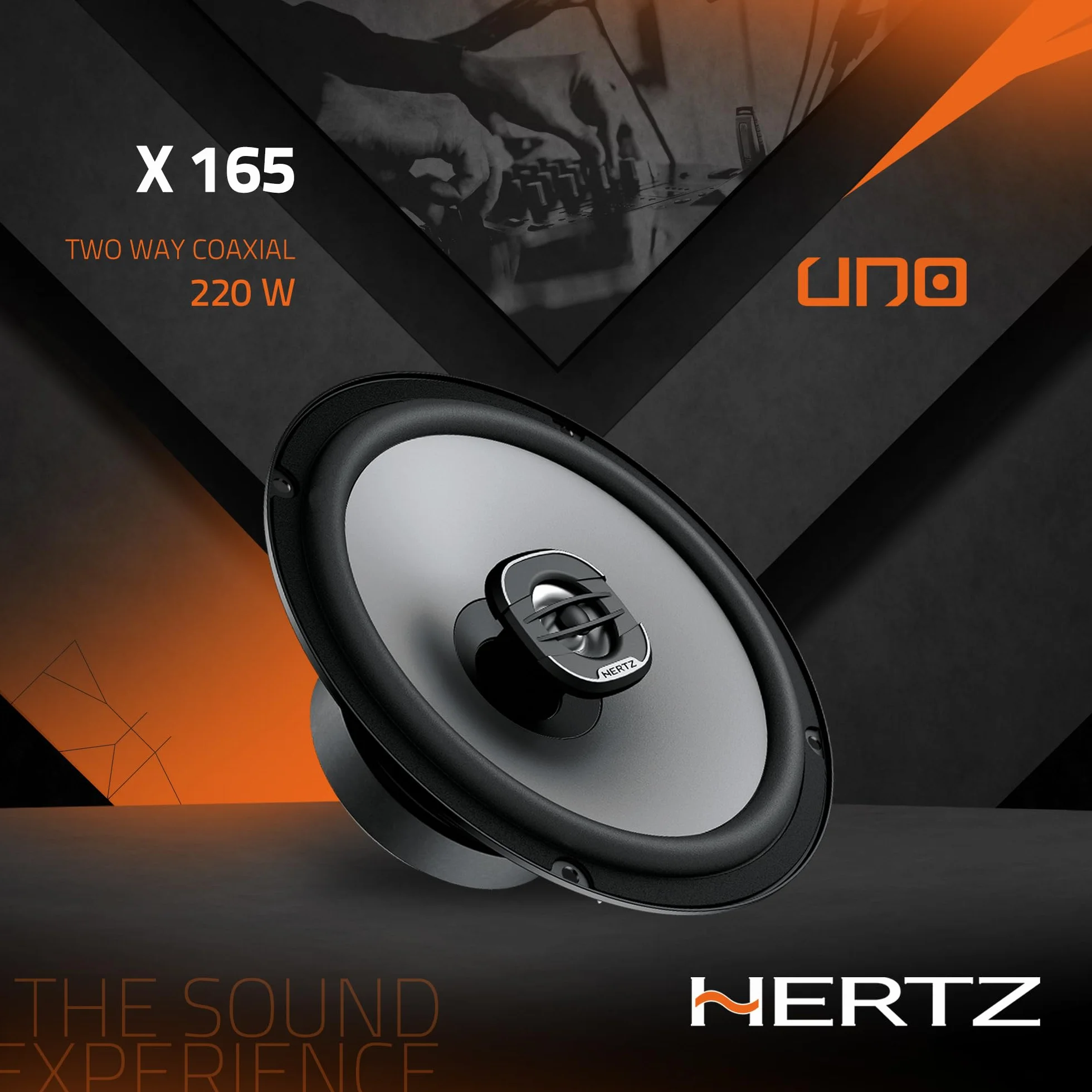 Hertz X 165 – Paar 2-Wege-Koaxiallautsprecher 165 mm, 220W Peak, 55W RMS, 4 Ohm, Wasserabweisende Presspapiermembran, 24 mm PEI-Hochtöner, einfache DIN-Installation