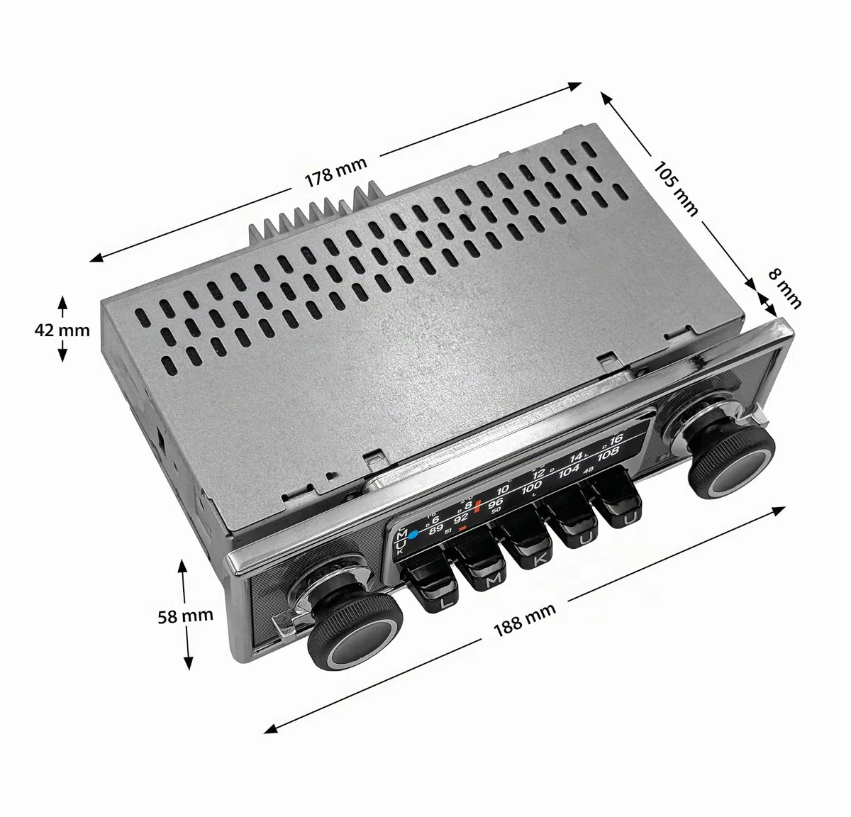 Blaupunkt Frankfurt Stereo MB, 1-DIN Autoradio, Oldtimer-Design mit Nadelstreifenfront und Chromrahmen, DAB+, Bluetooth, USB, Aux-Eingang, Lenkradfernbedienung, Sub-Out, 4x50Watt, 12v