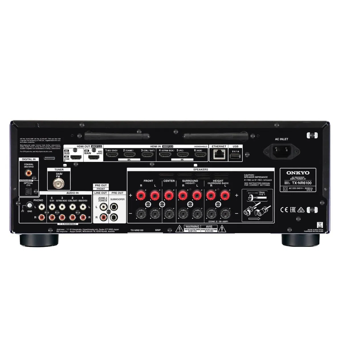 Onkyo TXNR6100M2 7.2-Kanal THX-zertifizierter Netzwerk-A/V-Receiver