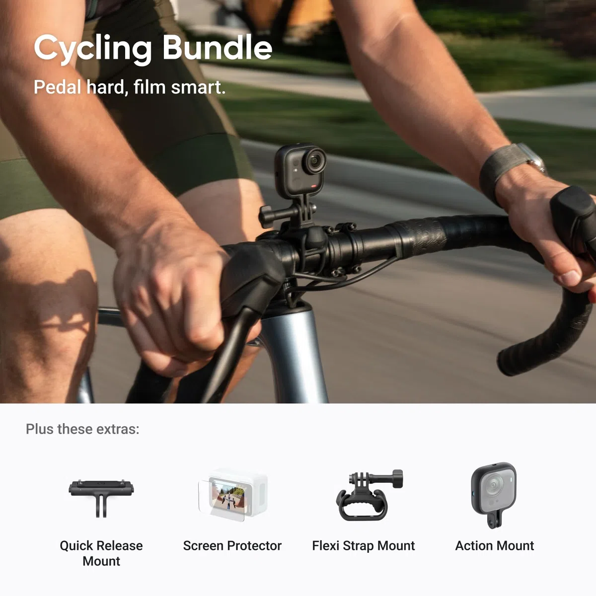 Insta360 GO Ultra Fahrrad-Bundle Nachtschwarz - freihändige 4K Mini-Cam, leicht & mobil, top bei wenig Licht, überall anbringbar, FlowState-Stabilisierung, 200 Min Akku, 10 m wasserdicht