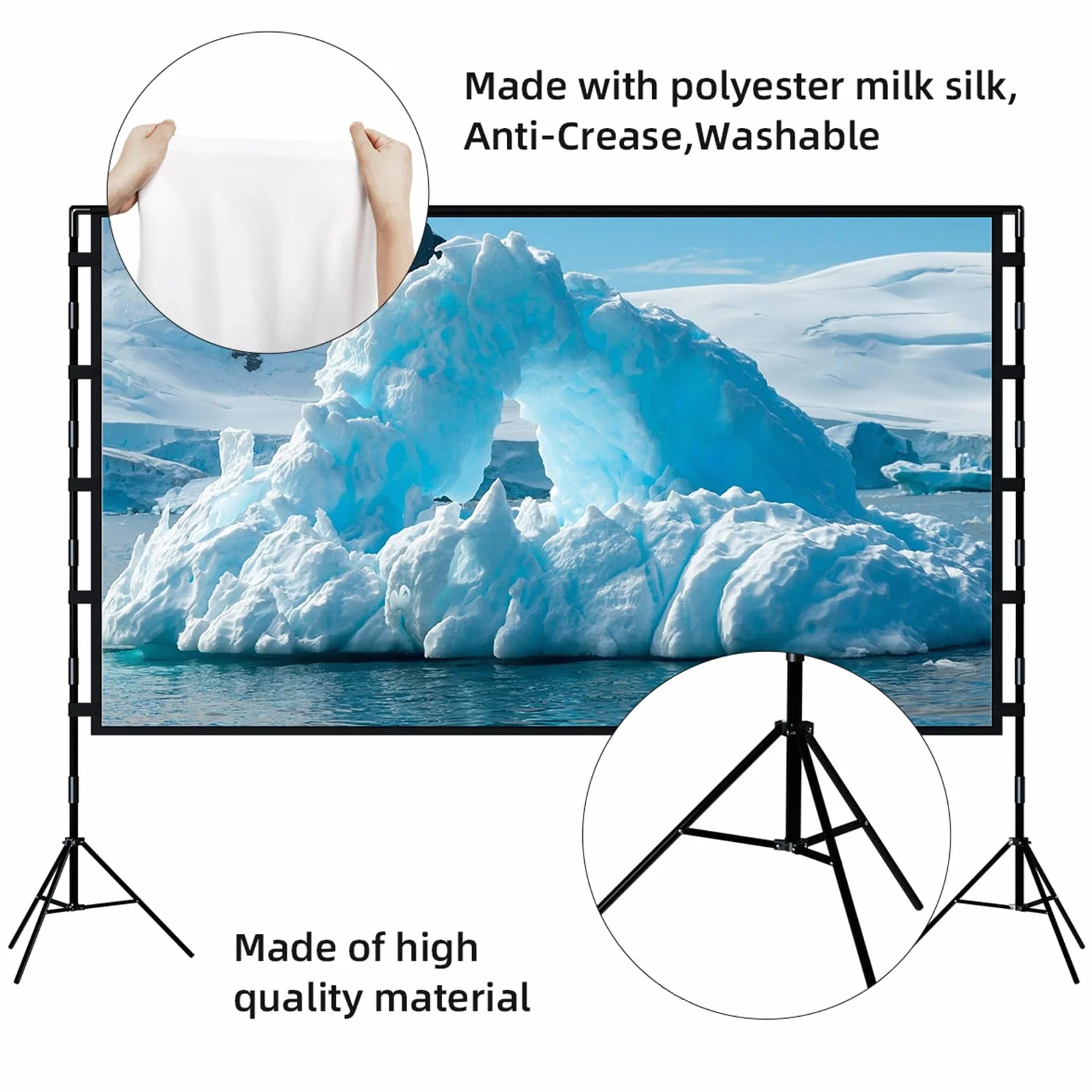 TOWOND Beamer Leinwand mit Stativ, Mobile Leinwand für Beamer 100 Zoll, Filmleinwand Indoor Projektor Tragbare Outdoor Kino, 16:9 HD Rear Front Projektion mit Tragetasche für Home Garten Party Nächte