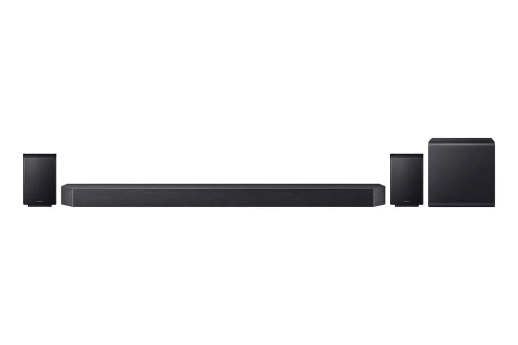 Samsung HW-Q995GF Q-Series 11.1.4-Kanal-Soundbar mit kabellosem Dual-Subwoofer, Dolby Atmos, DTS:X, SpaceFit Sound Pro