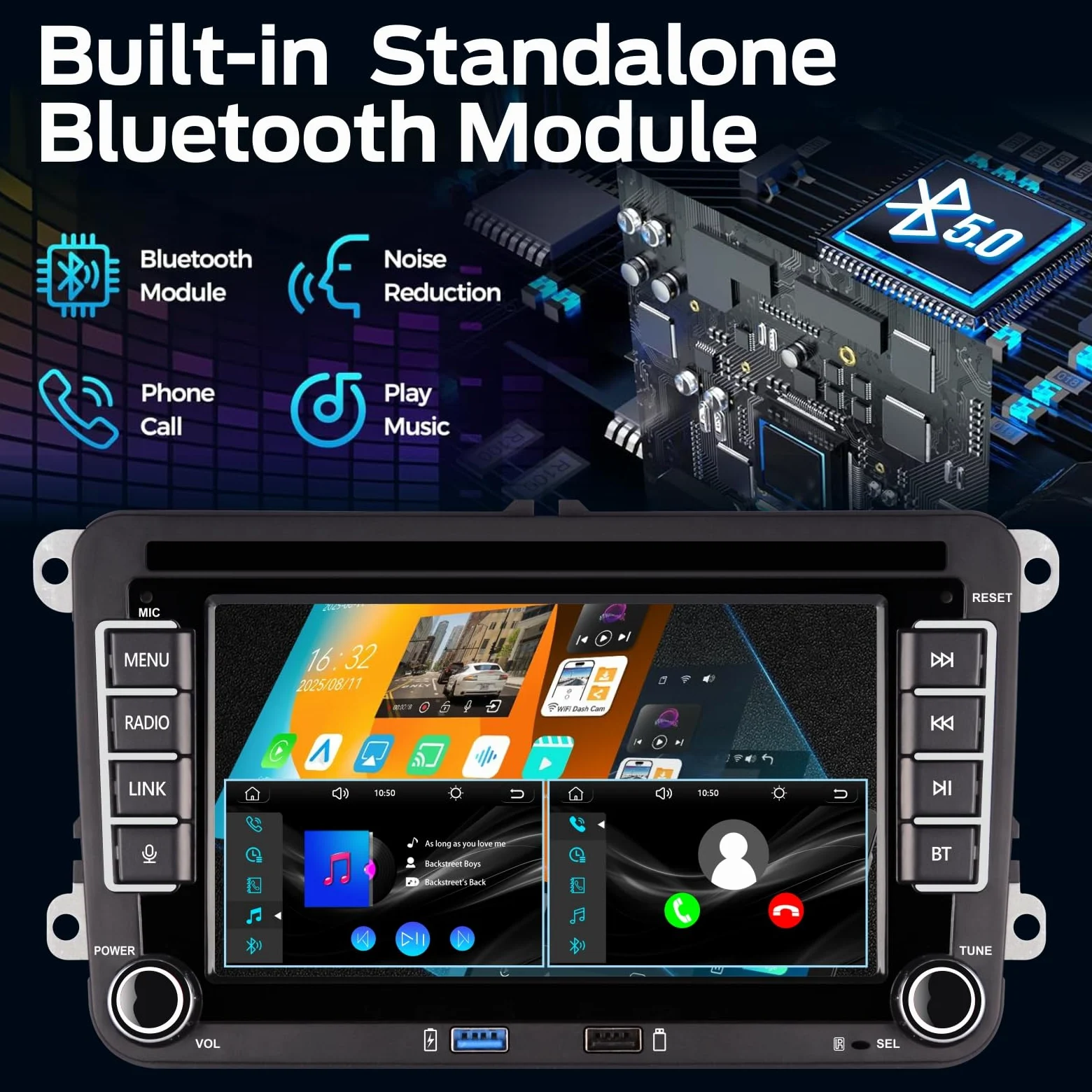 VW Autoradio Golf 5 6 Passat B6 Wireless CarPlay Android Auto DSP Bluetooth | Für Polo 5 6R Caddy Beetle,Plug & Play,Autom. Ein/Aus,Linux System,3s Schnellstart,Multifunktionslenkrad,HiFi,4x45W,FM RDS