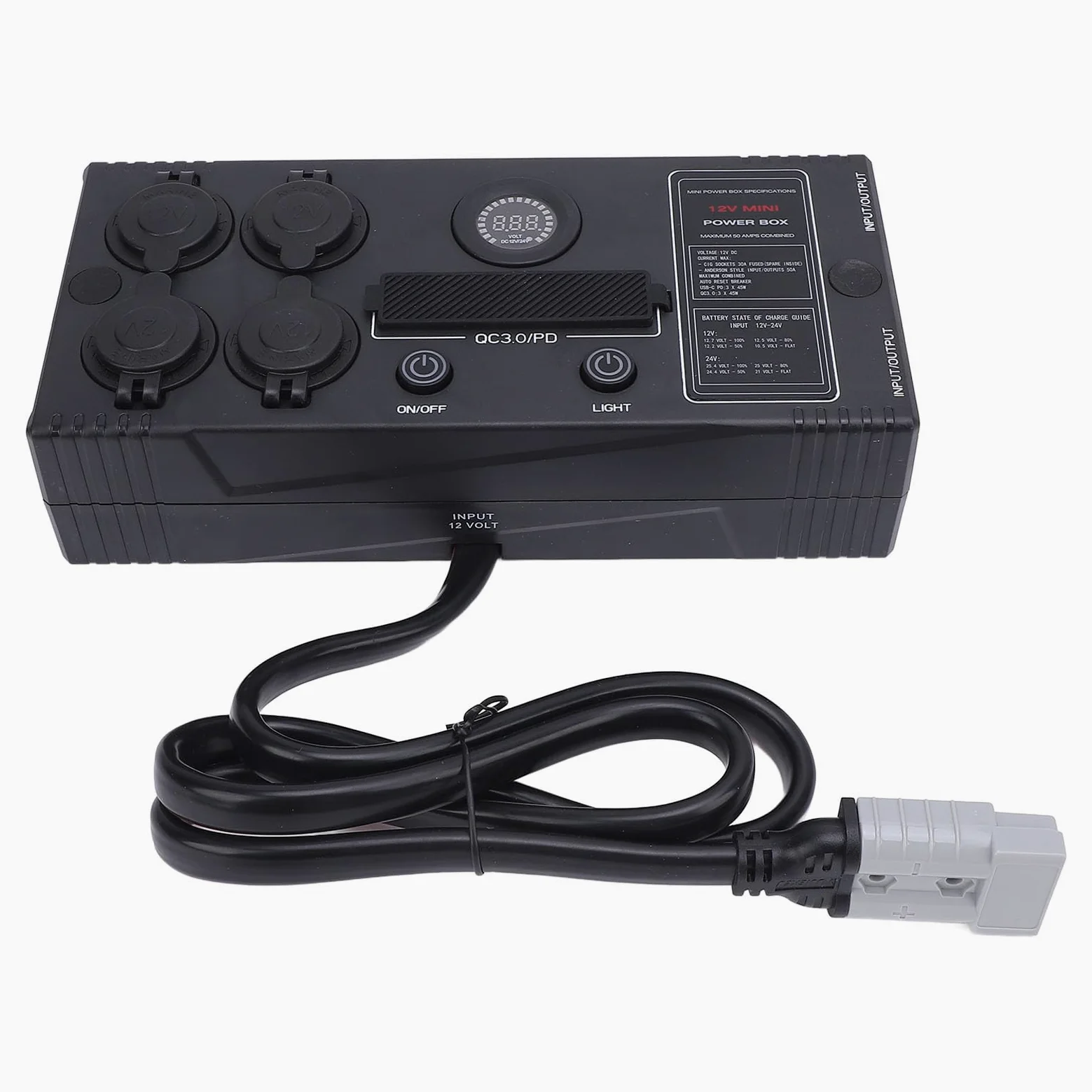 12V Mini Power Box Tragbarer Steuer Hub für Anderson Plug QC 3.0 Port LED Light Power Hub -Verteilungsbox