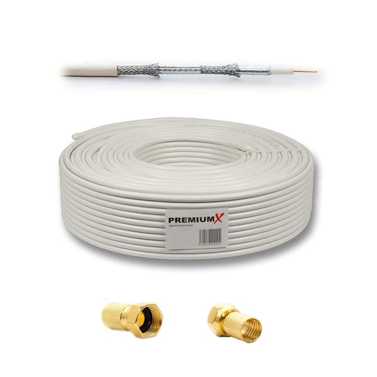 PremiumX Camping Satelliten-Komplettanlage 80cm Satellitenschüssel SAT Single LNB 10m Kabel F-Stecker Dreibein-Stativ