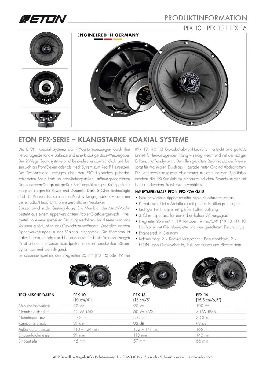 ETON PFX 10 – Klangstarkes 10 cm / 4“ Koaxial System, Auto Lautsprecher für Front oder Heck, Soundsystem mit 80 Watt, geeignet auch für Wohnmobile, Busse, Transporter, 1 Paar