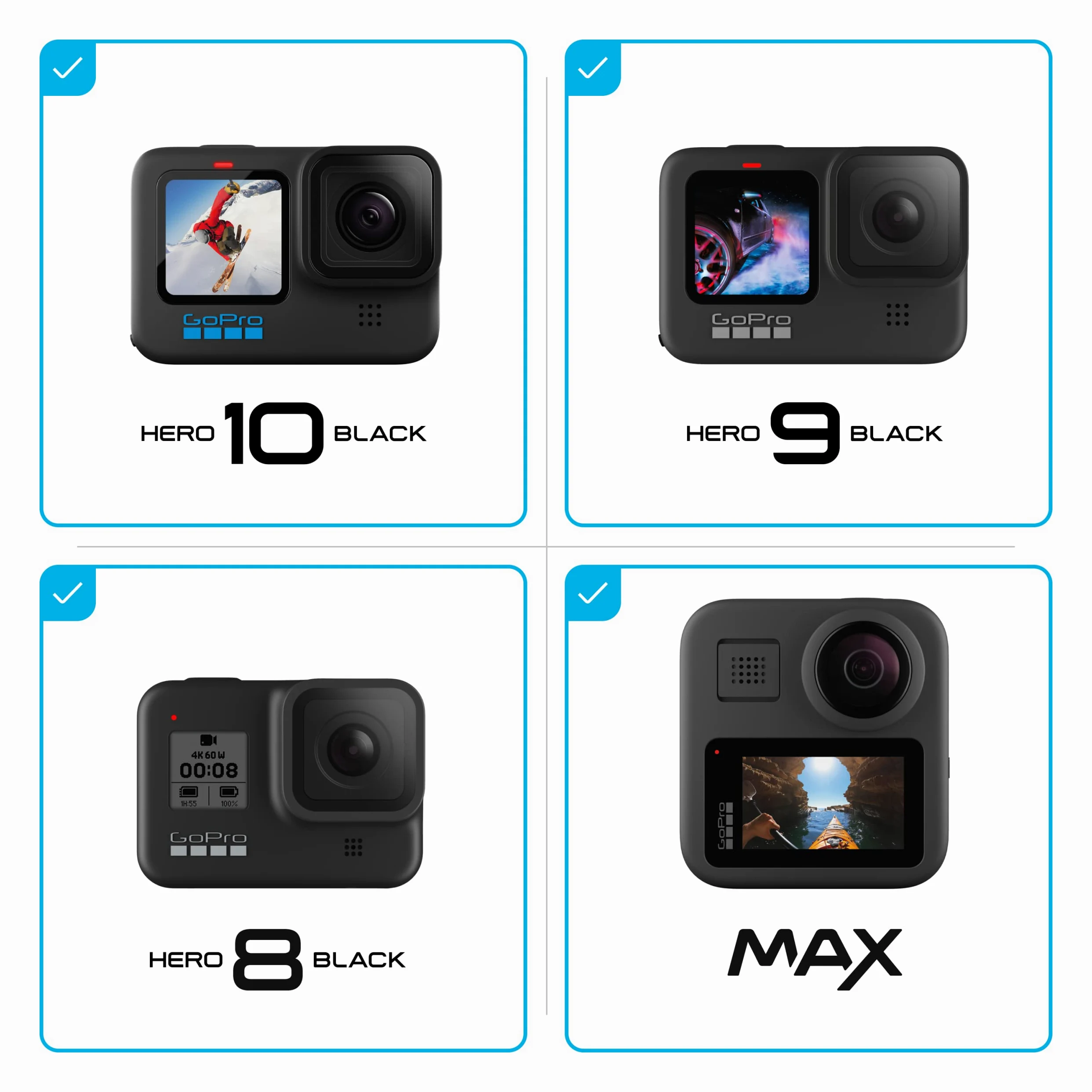GoPro HD HERO2, HERO3, HERO3+ Front Saugnapfhalterung - gebogene, vertikale Schnellspannschnalle, 2 x Schwenkarme, Rändelschrauben (Offizielles GoPro-Zubehör)