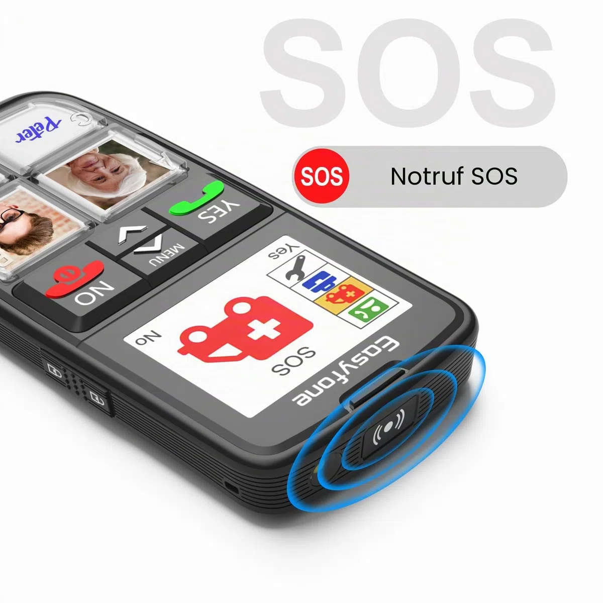 Easyfone T6 4G Seniorenhandy mit Große Bildtasten Mobiltelefon für Senioren ohne vertrag mit Notruftaste und Ladestation (Schwarz)