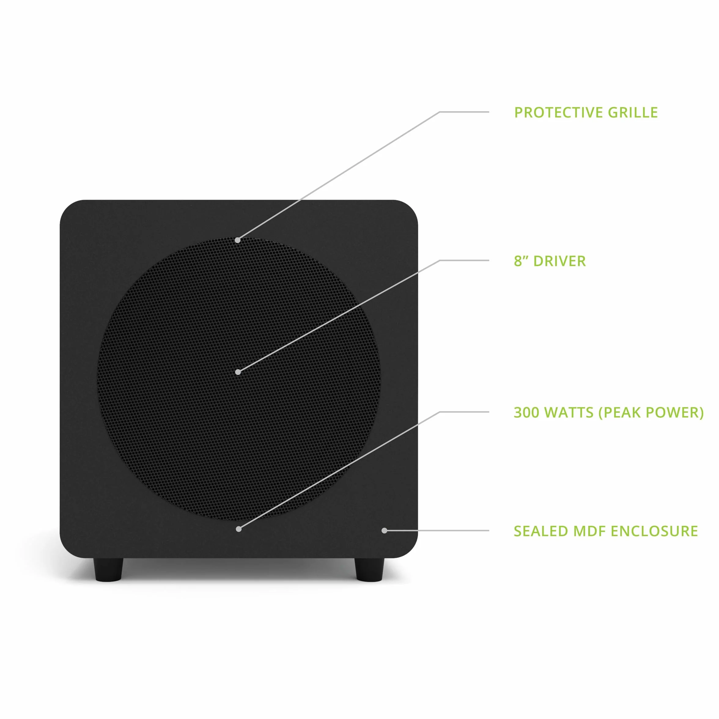 Kanto SUB8VMB 8" 300W Sealed Powered Subwoofer Matte Black