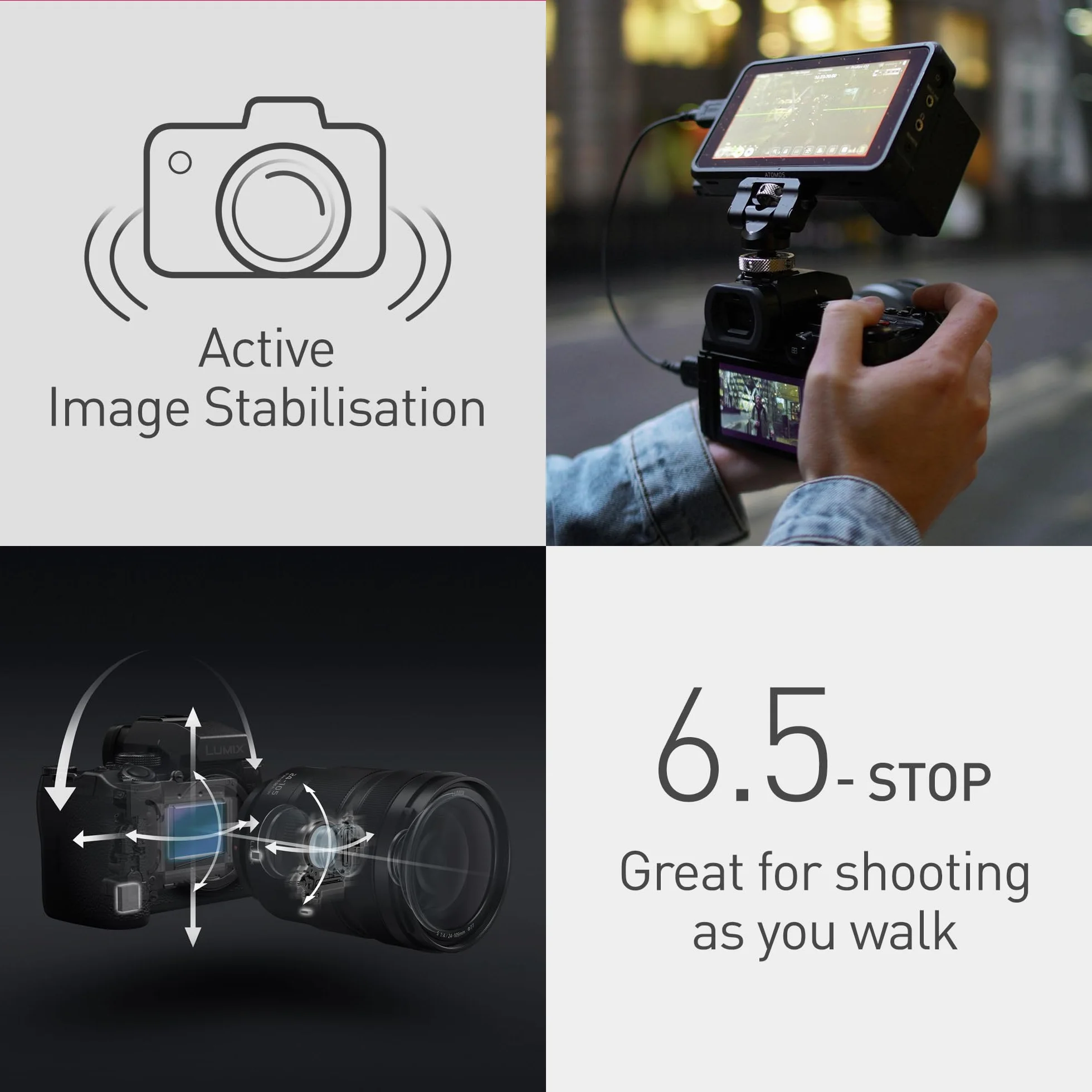 Panasonic LUMIX DC-S5 II Spiegellose Vollformat Kamera 4K 60p und 6K 30p, Flip-Screen, WLAN, Hybrid-Phasen-AF mit 779 Messfeldern, Active is, Gehäuse nur mit Ersatzakku DMW-BLK22, Schwarz