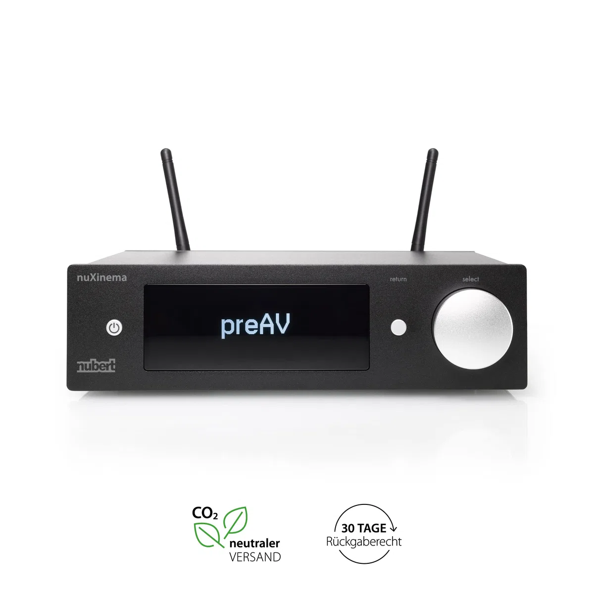 Nubert nuXinema preAV AV-Vorverstärker Dolby Atmos DTS:X Wireless Surround-Sound 9 Quellen