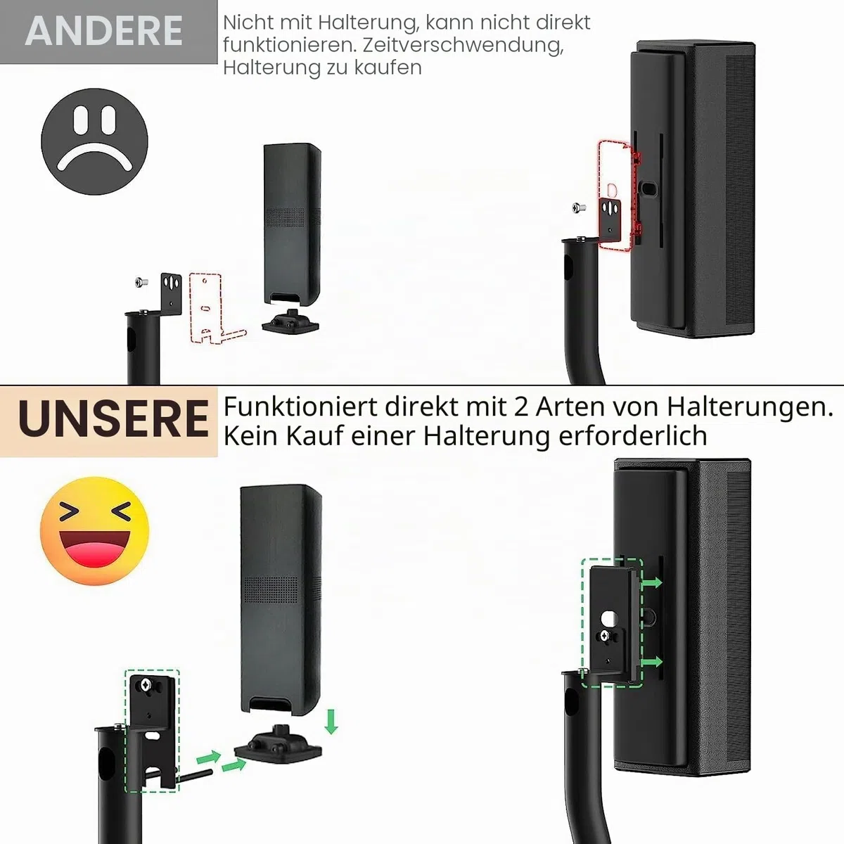 Höhenverstellbarer Ständer für Bose-Lautsprecherständer mit Slideconnect Halterung, für Bose Surround Lautsprecher, Surround 700, OmniJewel Lifestyle 650, CineMate GS Serie II, für Bose OmniJewel