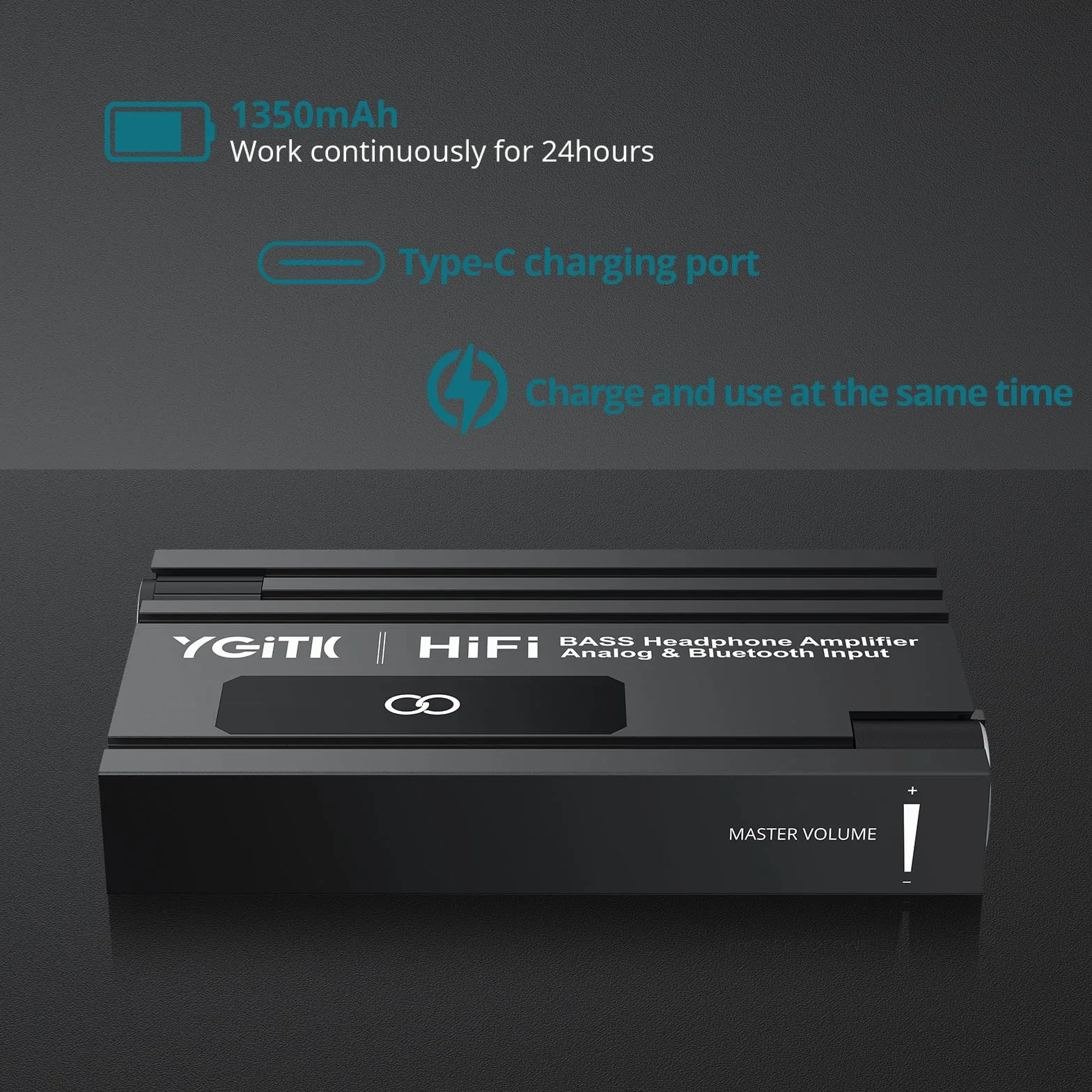 HiFi Kopfhörerverstärker Bluetooth Tragbar BASS 3,5-mm zweistufiger Verstärkungsschalter 16-600Ω Wiederaufladbar Audio Verstärker Schwarz