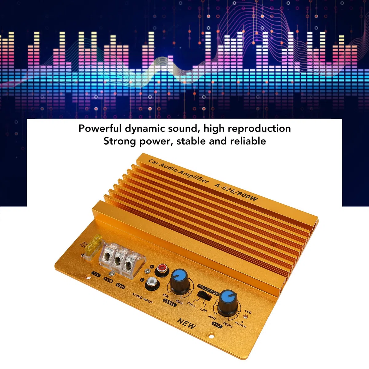Bewinner 12V 800W Auto-Audio-Hochleistungsverstärker, Verstärkerplatine Leistungsstarke Bass-Subwooferplatine, Dynamischer Sound-Stereoverstärker für Fahrzeuge